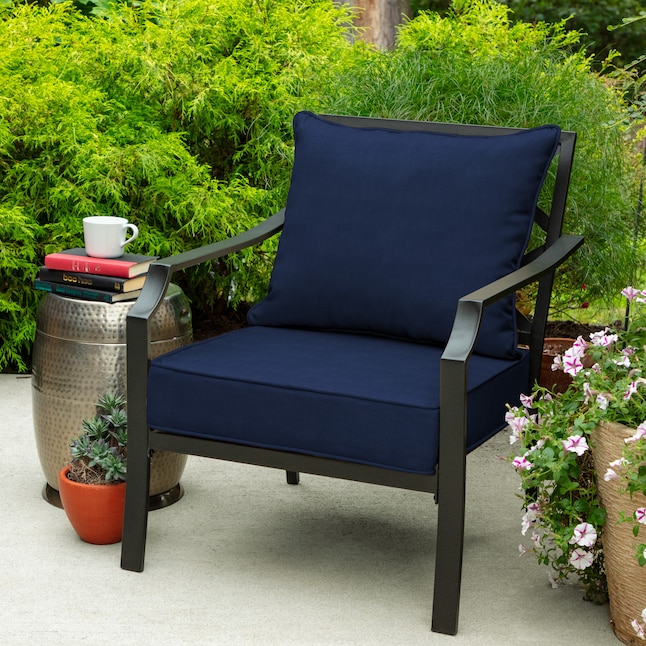 Allen Roth 2 Piece Madera Linen Navy Deep Seat Patio Chair Cushion In The Furniture Cushions Department At Com - Big Lot Patio Furniture Cushions