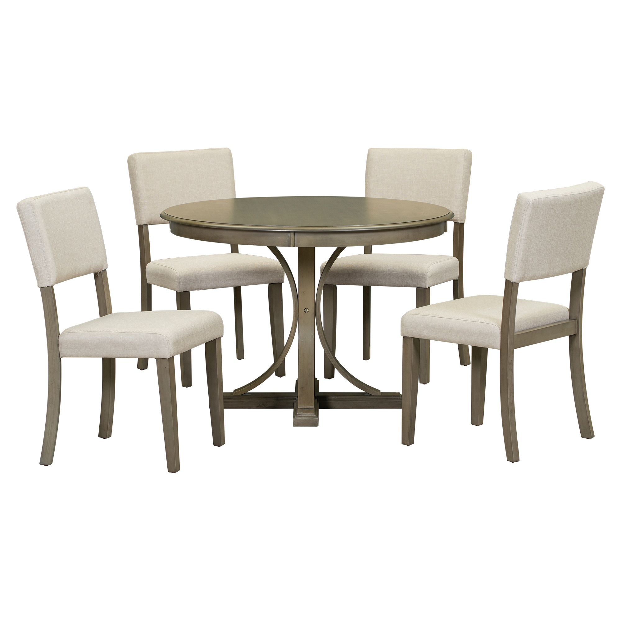 Siavonce XH79AAD taupe Contemporary/Modern Dining Room Set with Round Table ( Seats 4 )