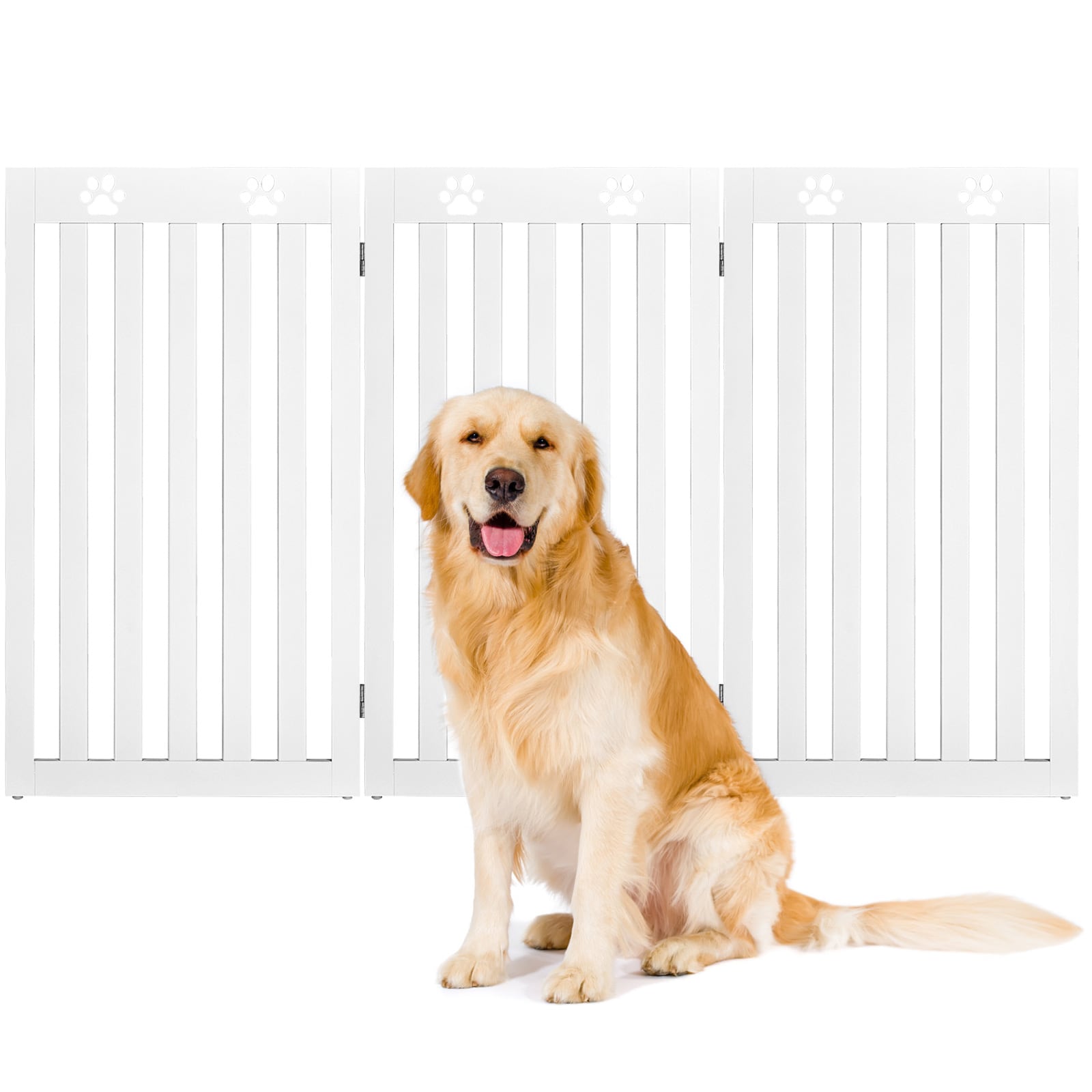 LIVIZA 36-in H Freestanding Expandable White Wood Pet Gate in the Pet ...