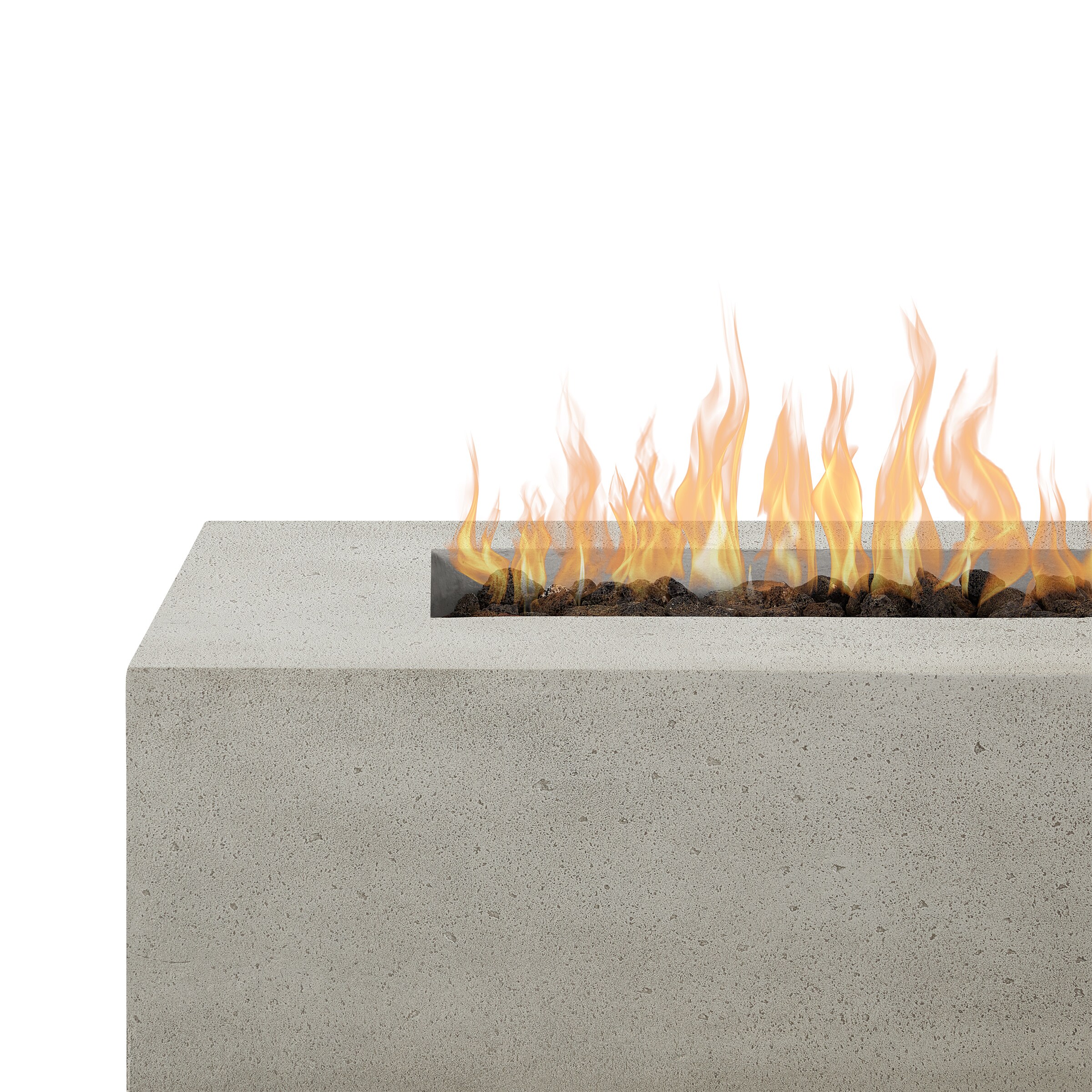 Gray Glass Fiber Reinforced Concrete Long Rectangle Fire Pit Table