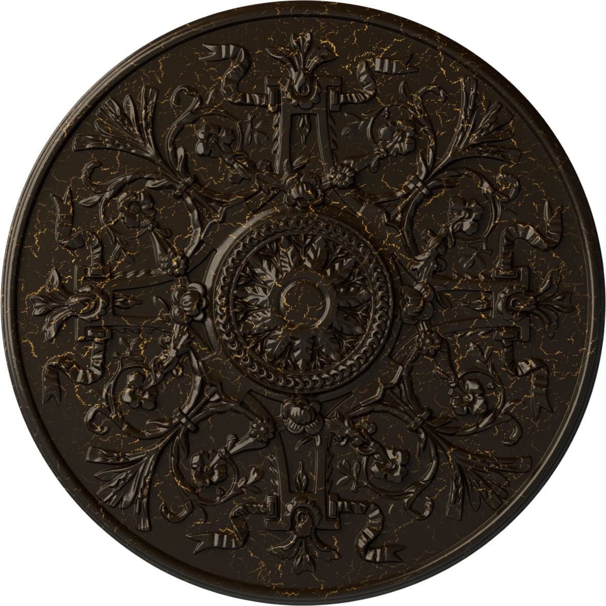 Ekena Millwork CM33VESHC Versailles 33-in W x 33-in L Painted Stone Hearth Crackle Polyurethane Whole Ceiling Medallion