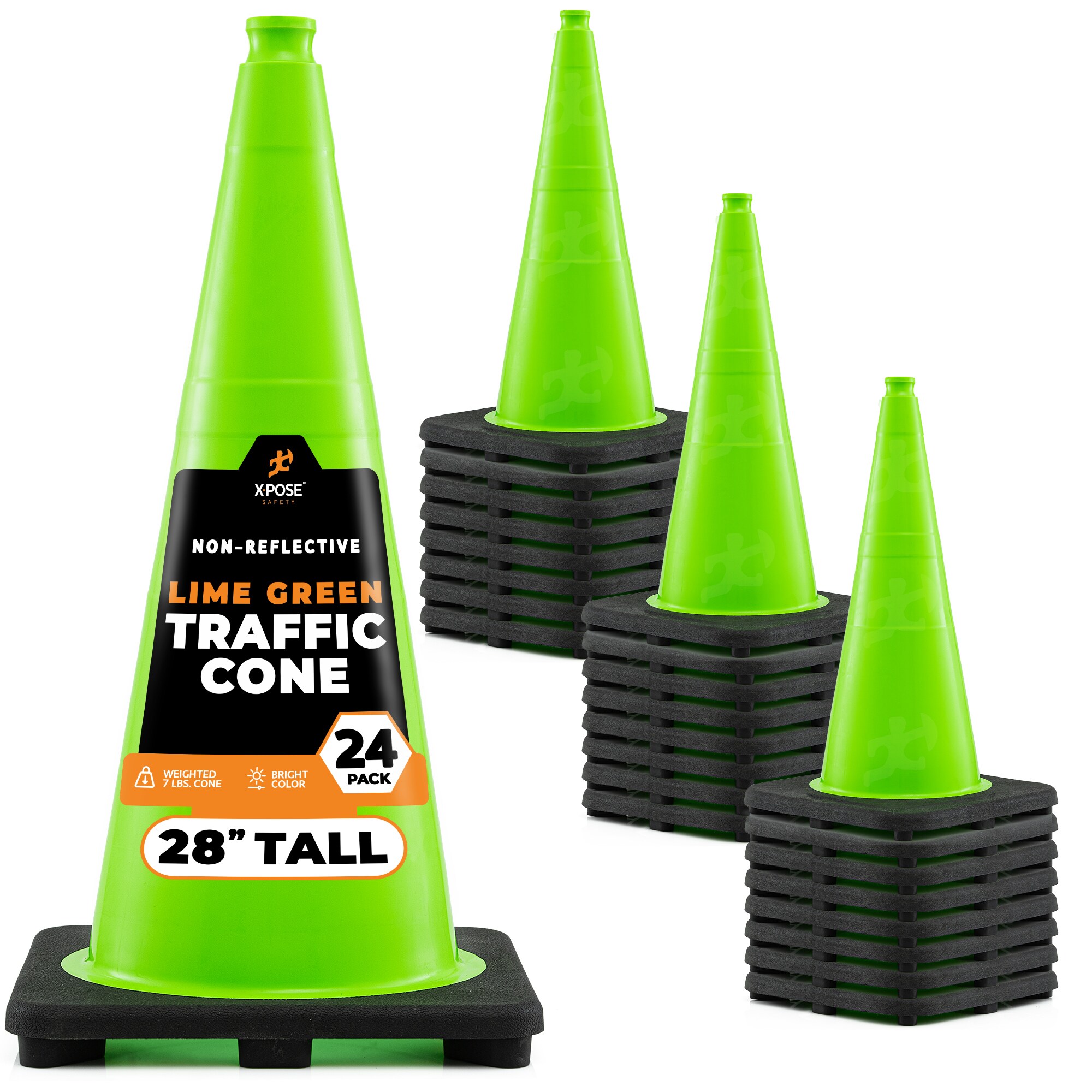 XPOSE SAFETY LTC28-24-X 24 -Pack 36-in Green Traffic safety cone