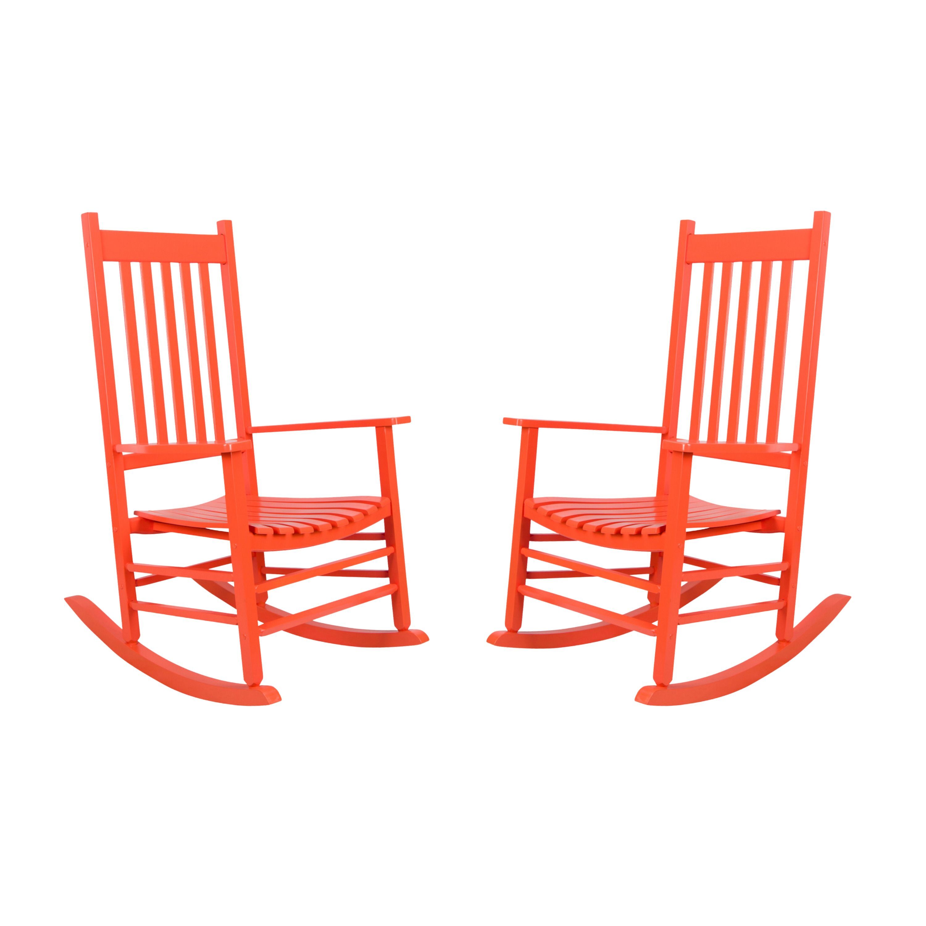 Shine Company KT4332TU-2 Set of 2 Tuscan Wood Frame Rocking Chair with Slat Seat