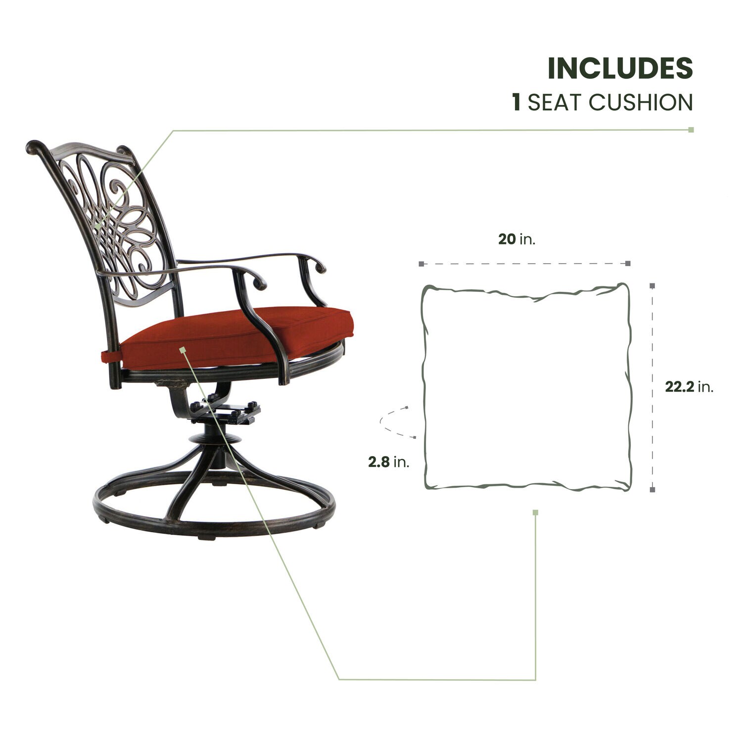 Hanover TRADDN1PCCUSH-RED Patio-Furniture-Cushions - View #2