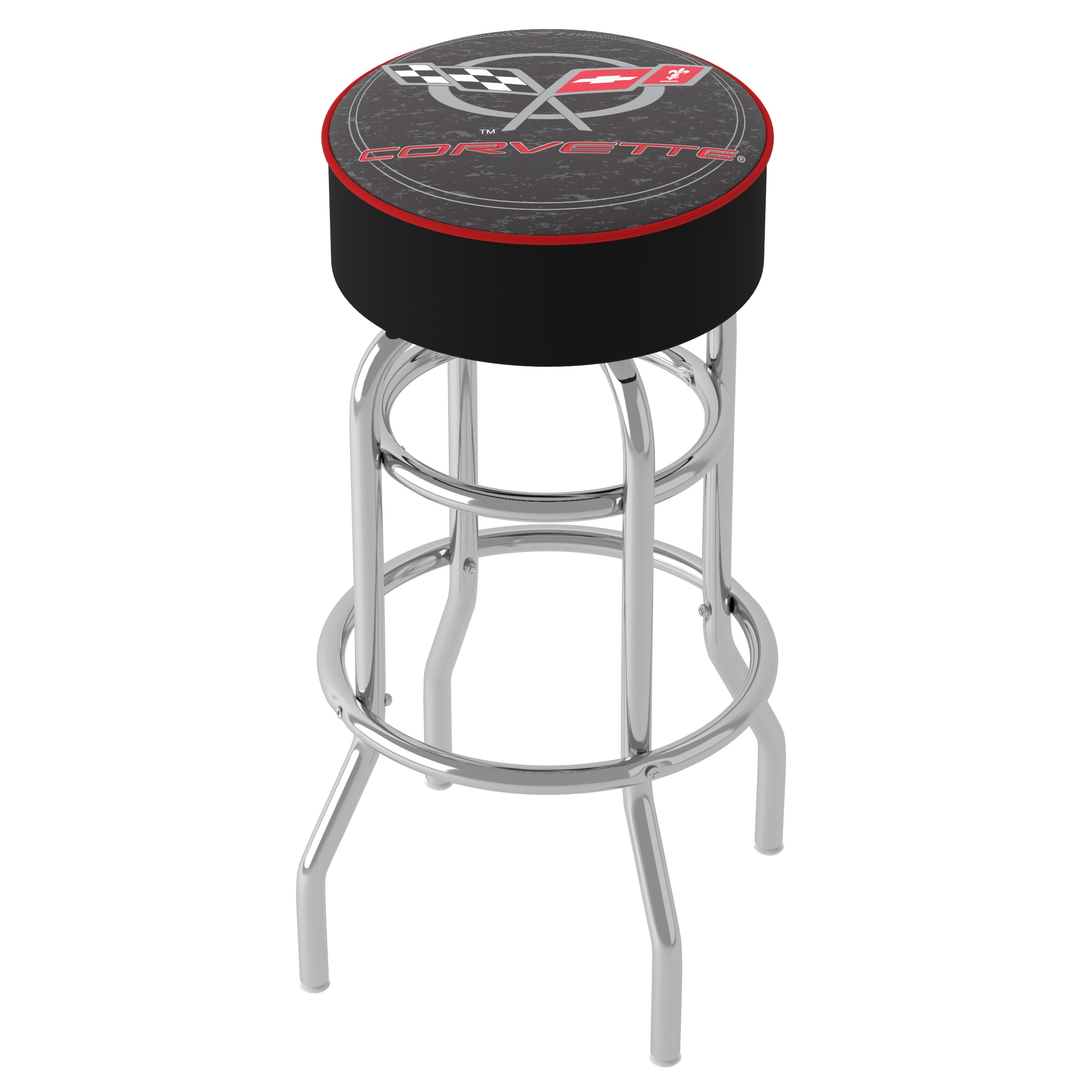 Trademark Gameroom GM1000-C5-COR Bar Stools Red/Black/Chrome 1 31.0-in H Bar height Round seat Upholstered Swivel Metal Bar Stool