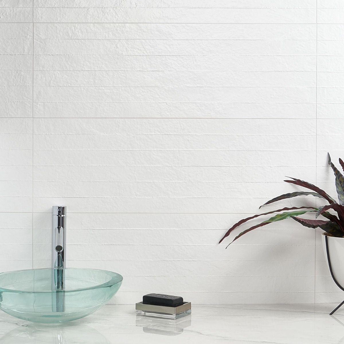 Angela Harris Matte White Ceramic Patterned Wall Tile
