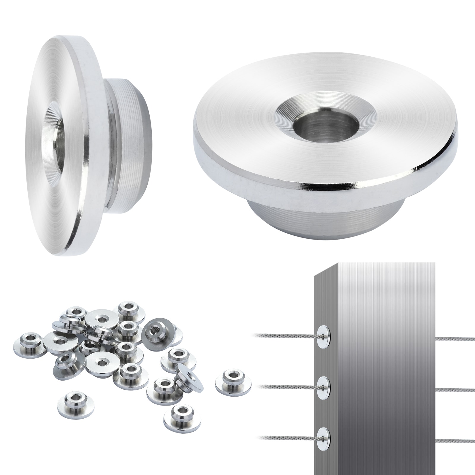 Mecale 51-Piece T316 Stainless Steel Cable Railing Kit with Swage Tensioner and Protector Sleeves