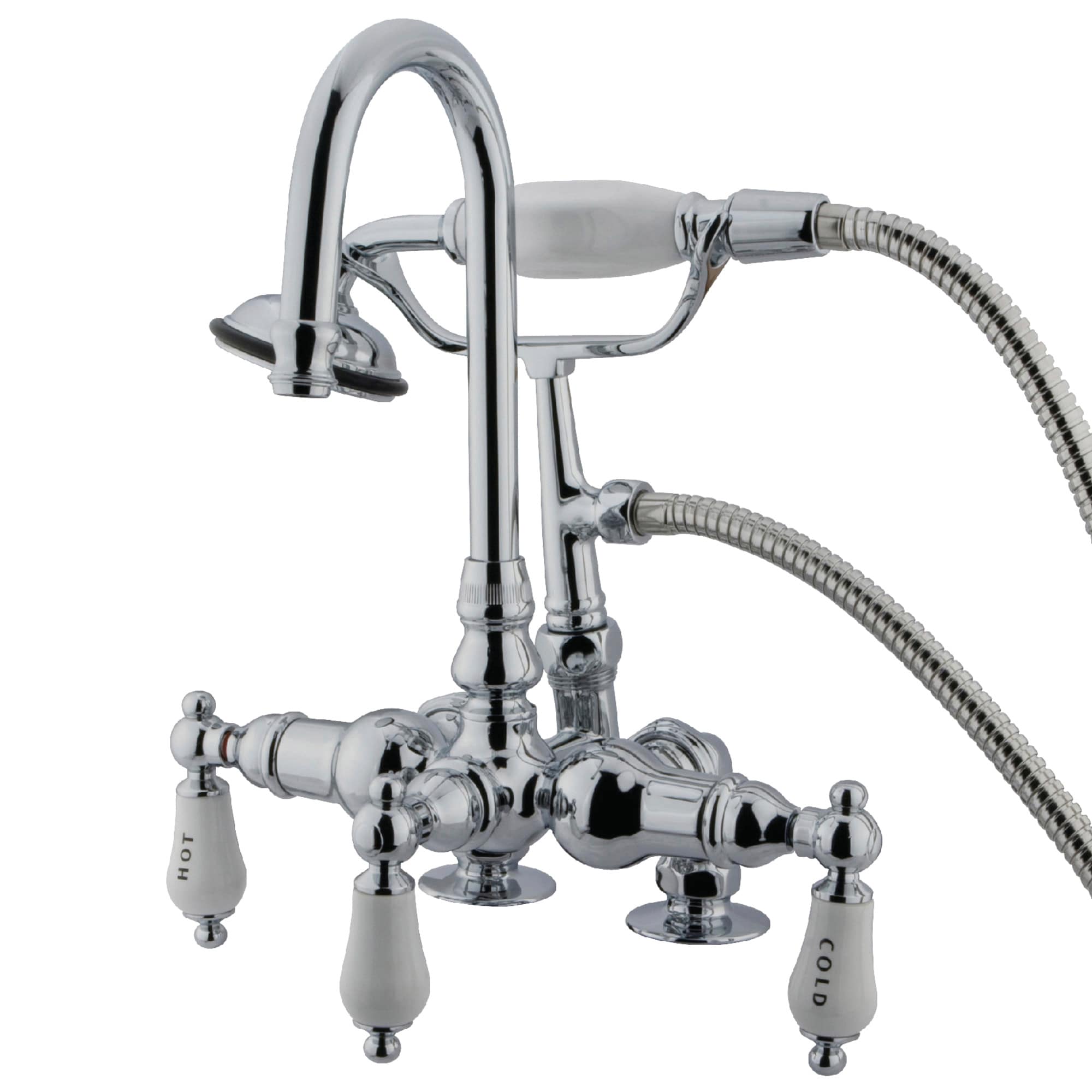 Kingston Brass WLCC18T1 Vintage Chrome 3-handle Wall-mount High-arc Bathtub Faucet ( Valve Included )