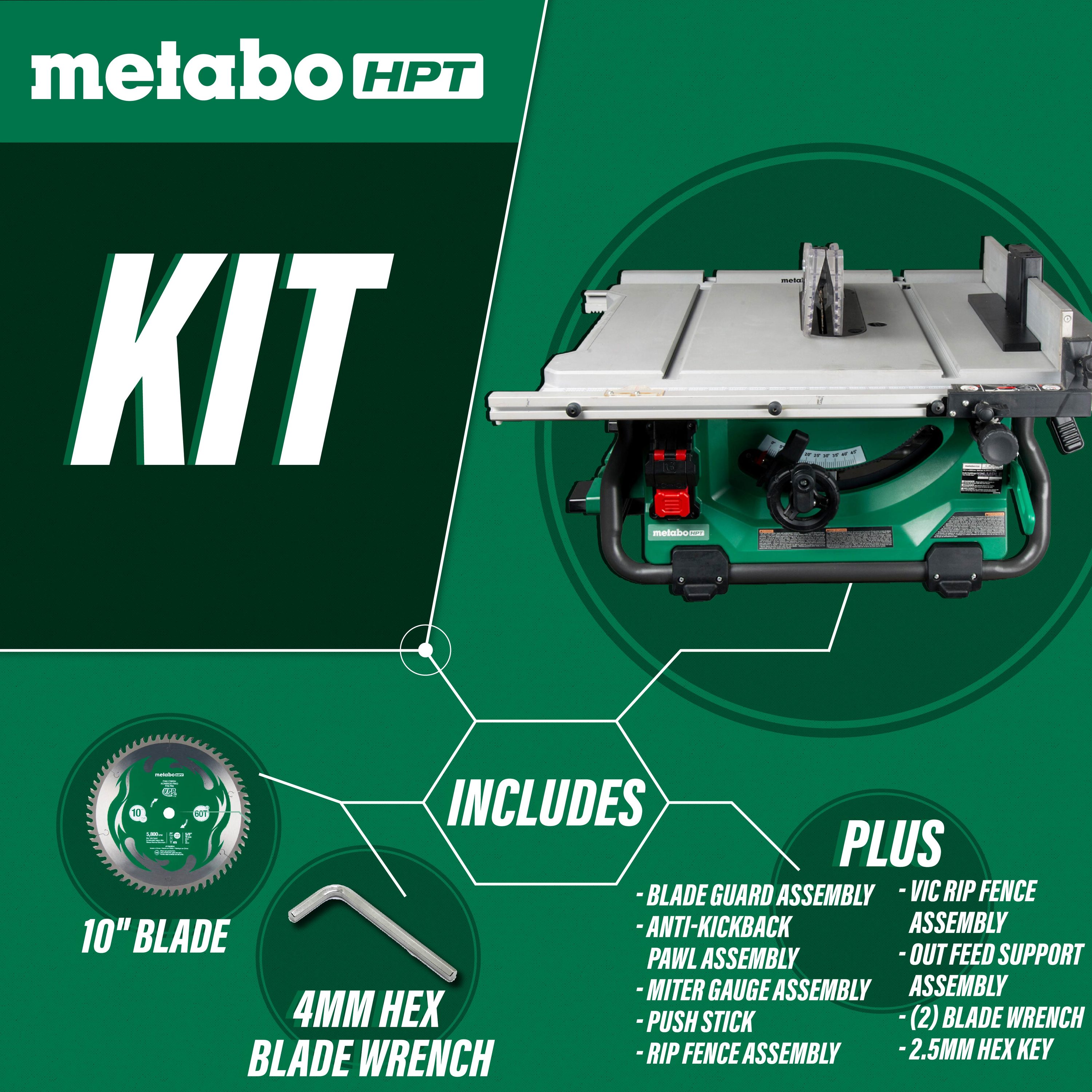 Metabo HPT MultiVolt 10 in Portable Jobsite Table Saw in the Table