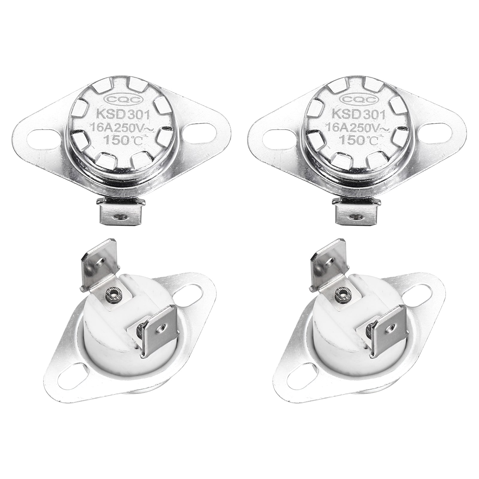 Unique Bargains KSD301 Thermostat 150 Degrees Celsius/302 Degrees Fahrenheit 16A Normally Closed Temperature Switch for Microwaves Oven Coffee Maker 4pcs Ceramic Material #S26021100UX6156