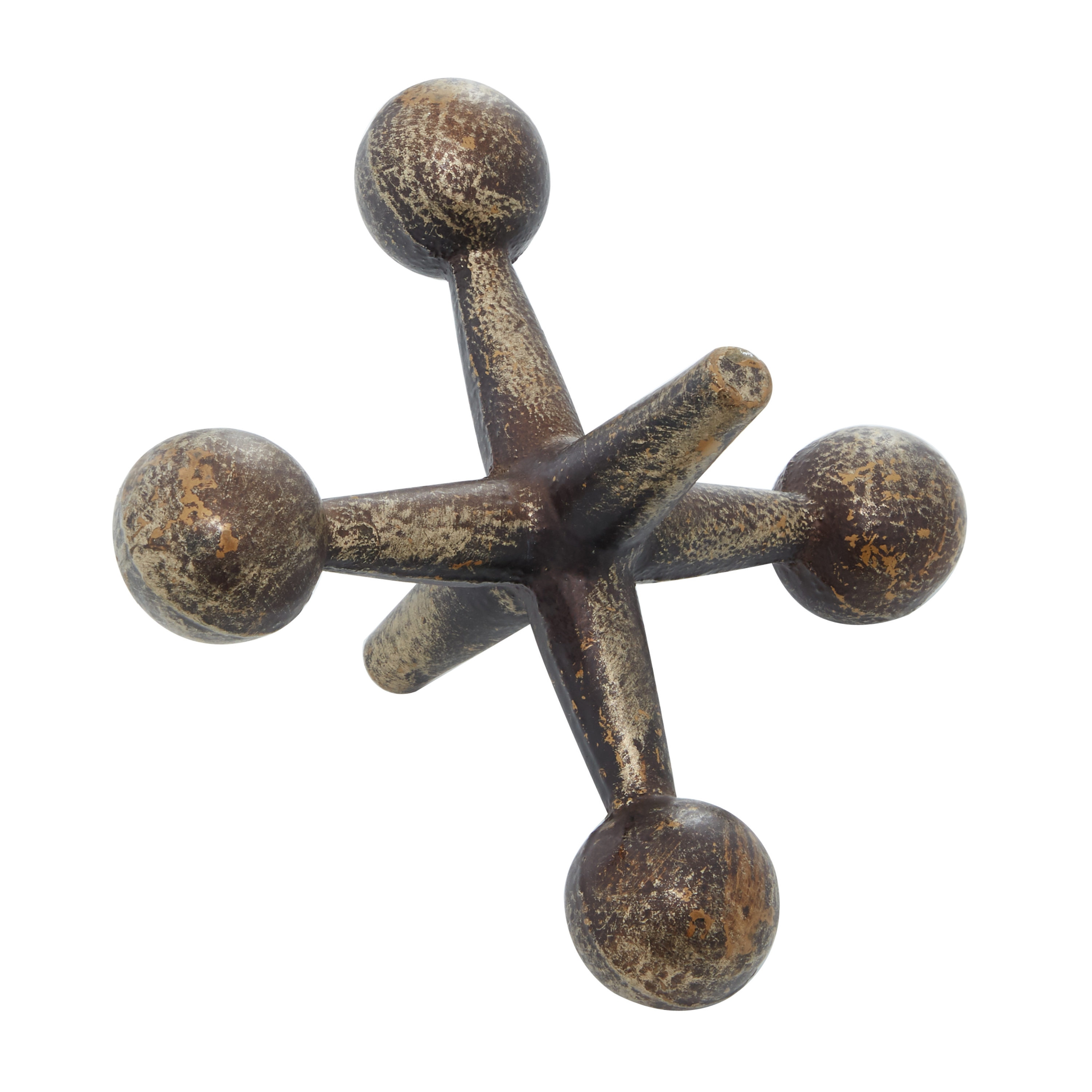 Distressed Gold and Black Iron Jacks Sculpture Set, 9"