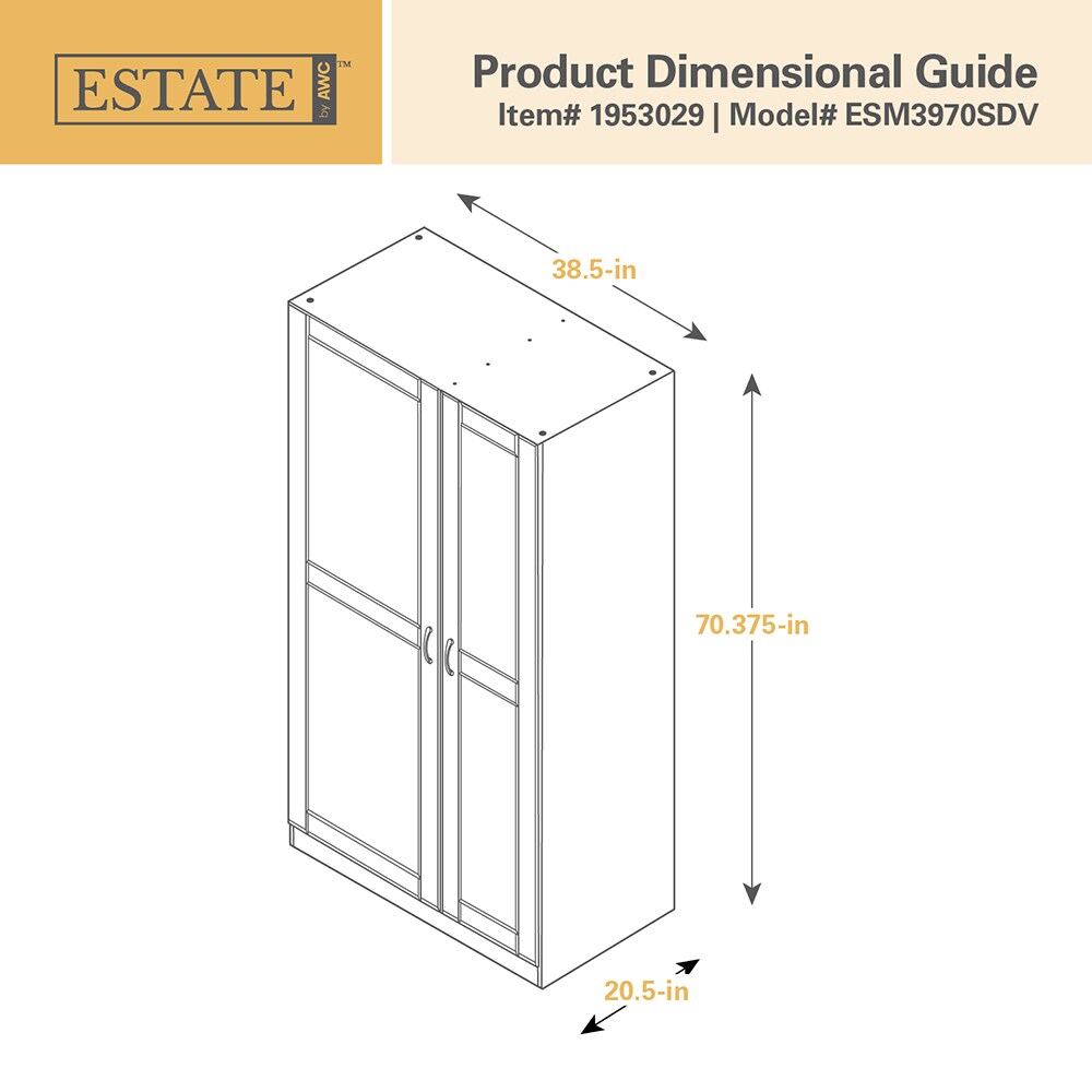 Estate 38.5-in W x 70.375-in H Wood Composite Gray Wall-mount Utility Storage Cabinet