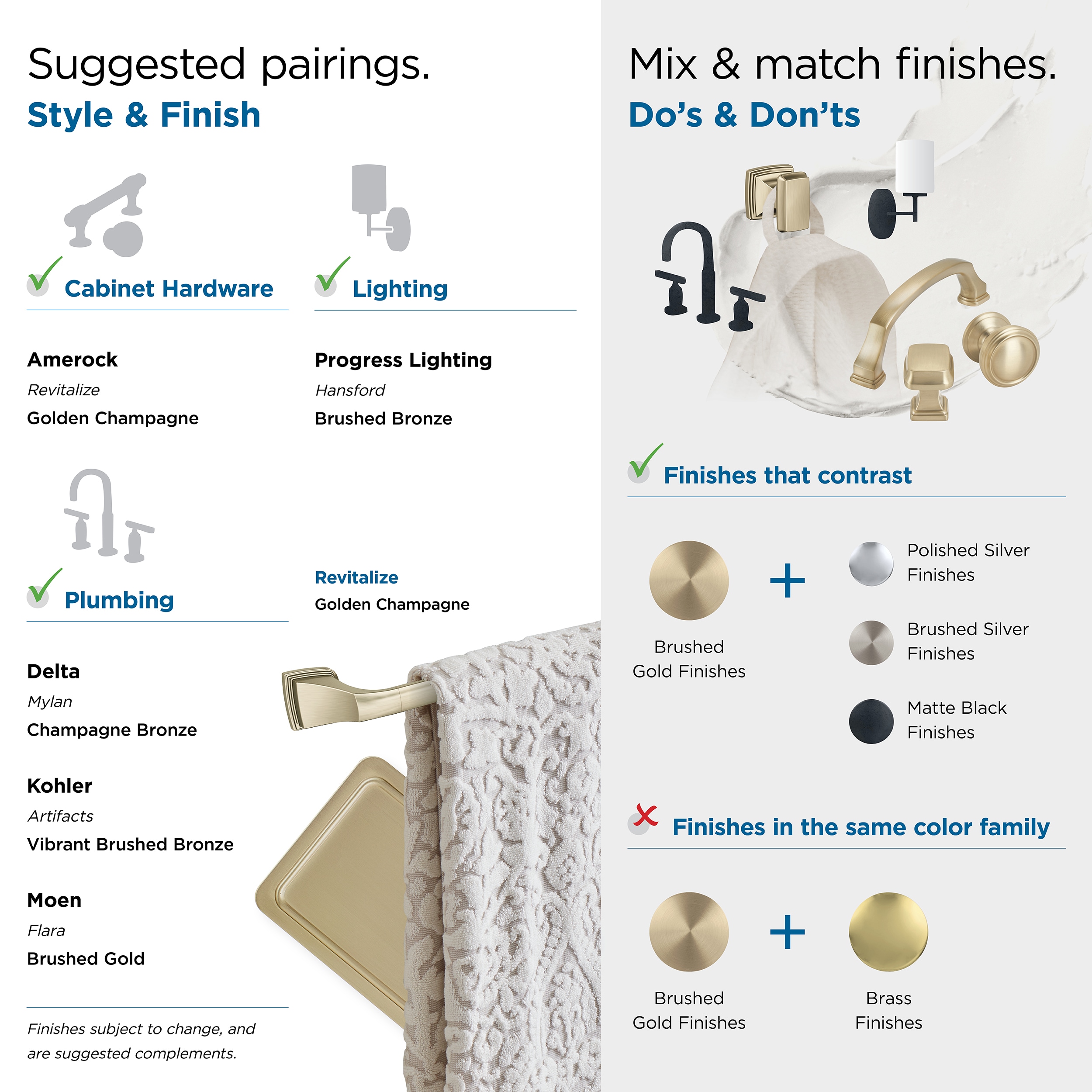 Golden Champagne 24-Inch Wall Mounted Towel Bar