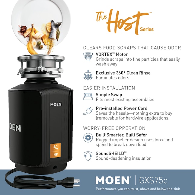 Moen GX 3/4-HP Continuous Feed Noise Insulation Garbage Disposal Moen GX 3/4-HP Continuous Feed Noise Insulation Garbage Disposal