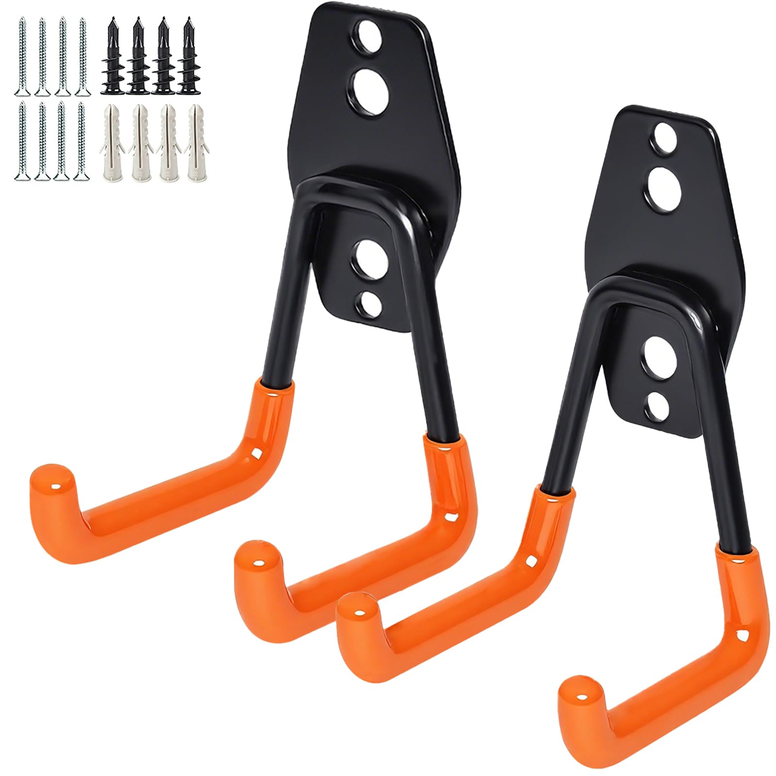 KHKFY  2 pack garage storage utility hooks steel wall mount small U hooks orange heavy duty organizer for garden tools bikes hoses ladders shovels