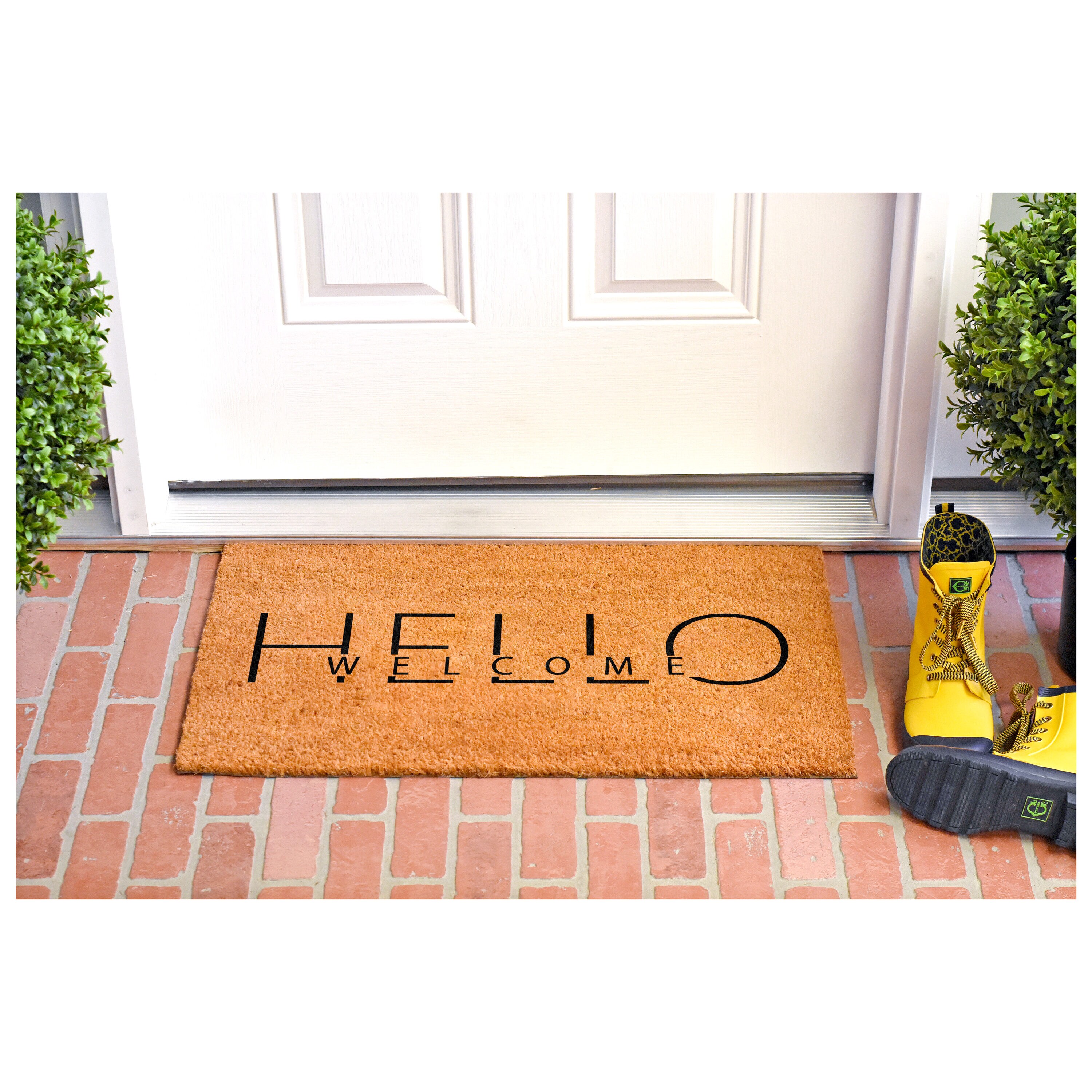 Natural Coir and Vinyl Rectangular Outdoor Welcome Doormat