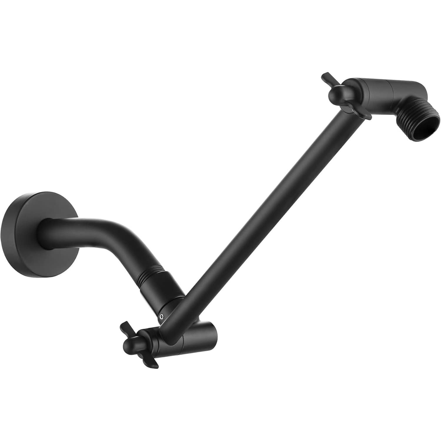 Angel Sar 10in Matte Black Shower Extension Arm with Angle Height Adjustable for Bathroom