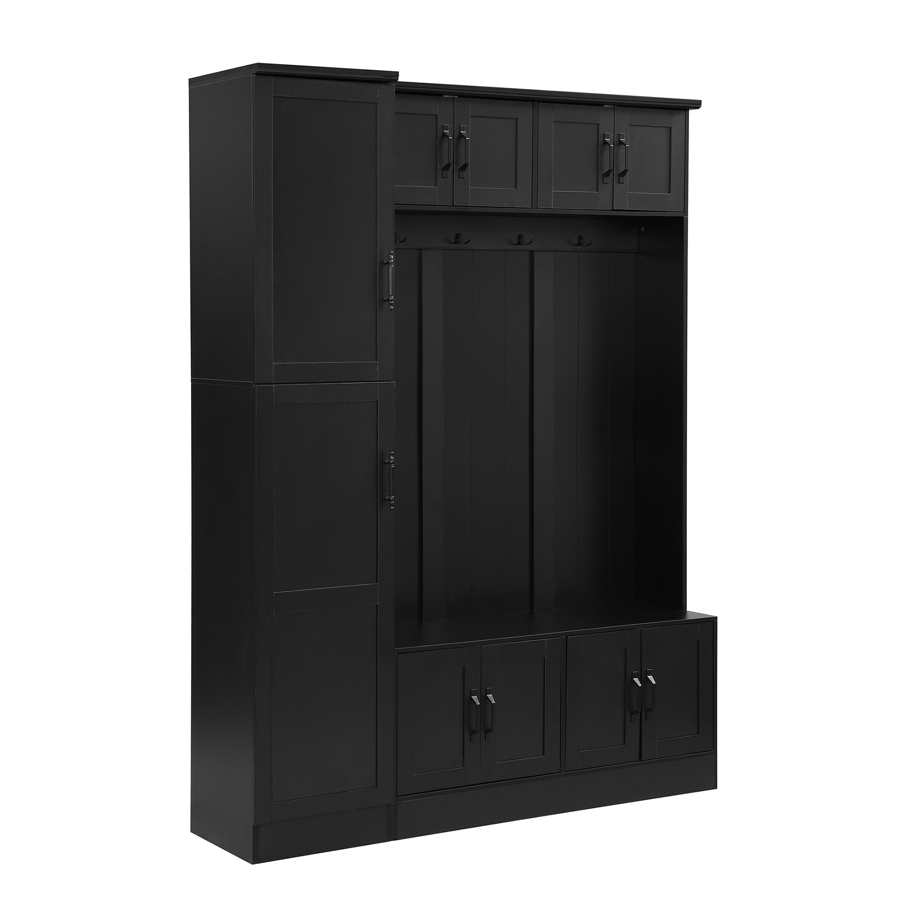 Modern 59-in Black Wood Hall Tree