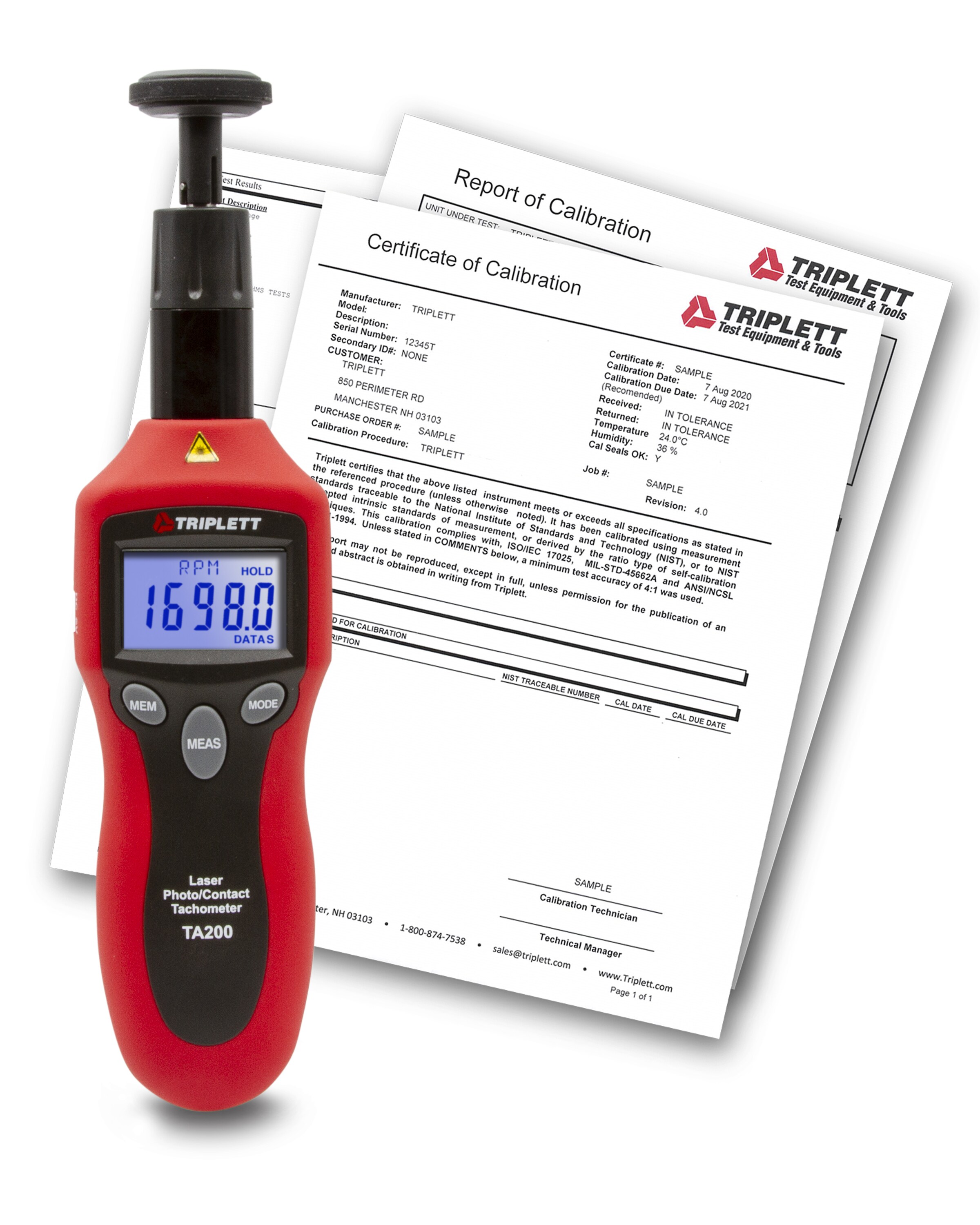 TRIPLETT TA200-NIST LCD Display Tachometer Specialty meter