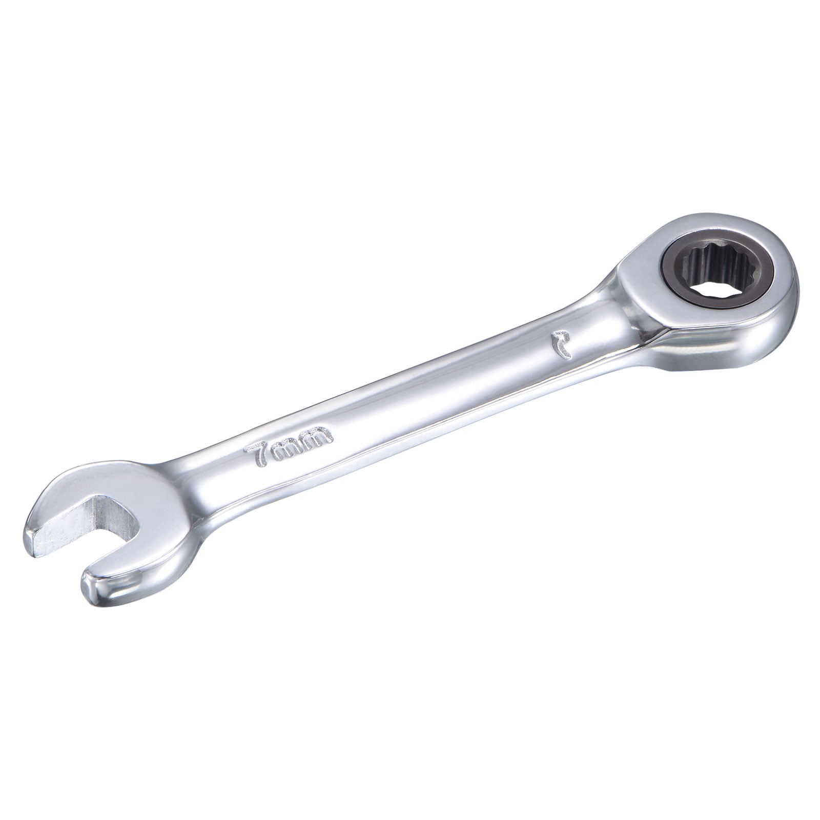 Unique Bargains 7mm Stubby Ratcheting Combination Wrench Metric 72 Teeth 12 Point Box Ended Tools CR-V #S26050902UX9940