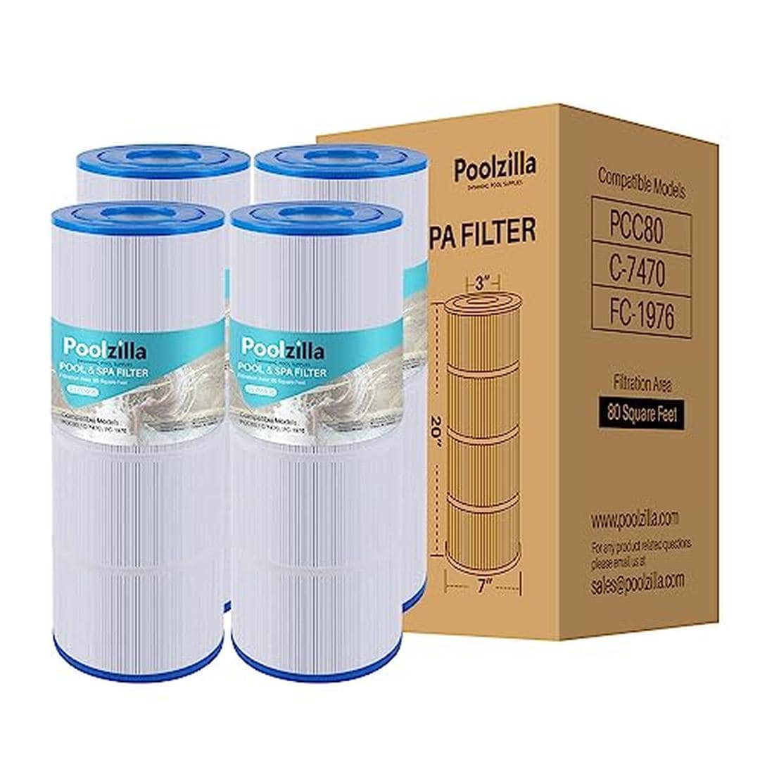 Poolzilla 02-02-016-4PK 4 Pack Replacement Pool Filter Cartridge Compatible with PLFPCC80 CCP320 Pleatco PCC80 PAK4 Unicel C 7470 R173573 Filbur FC 1976 178580 817 0081 Clean and Clear Plus 320