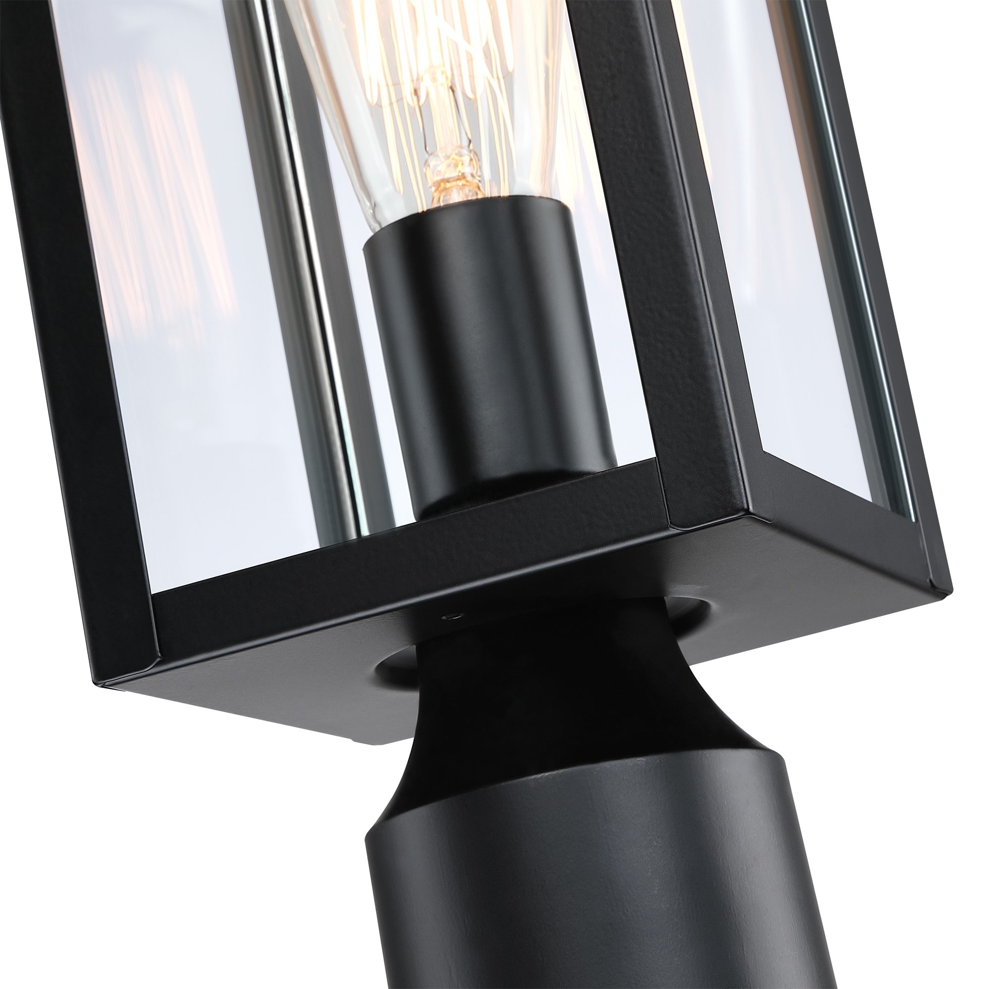 Hukoro 16.5-in Matte Black Modern/Contemporary Outdoor Light Post Lantern