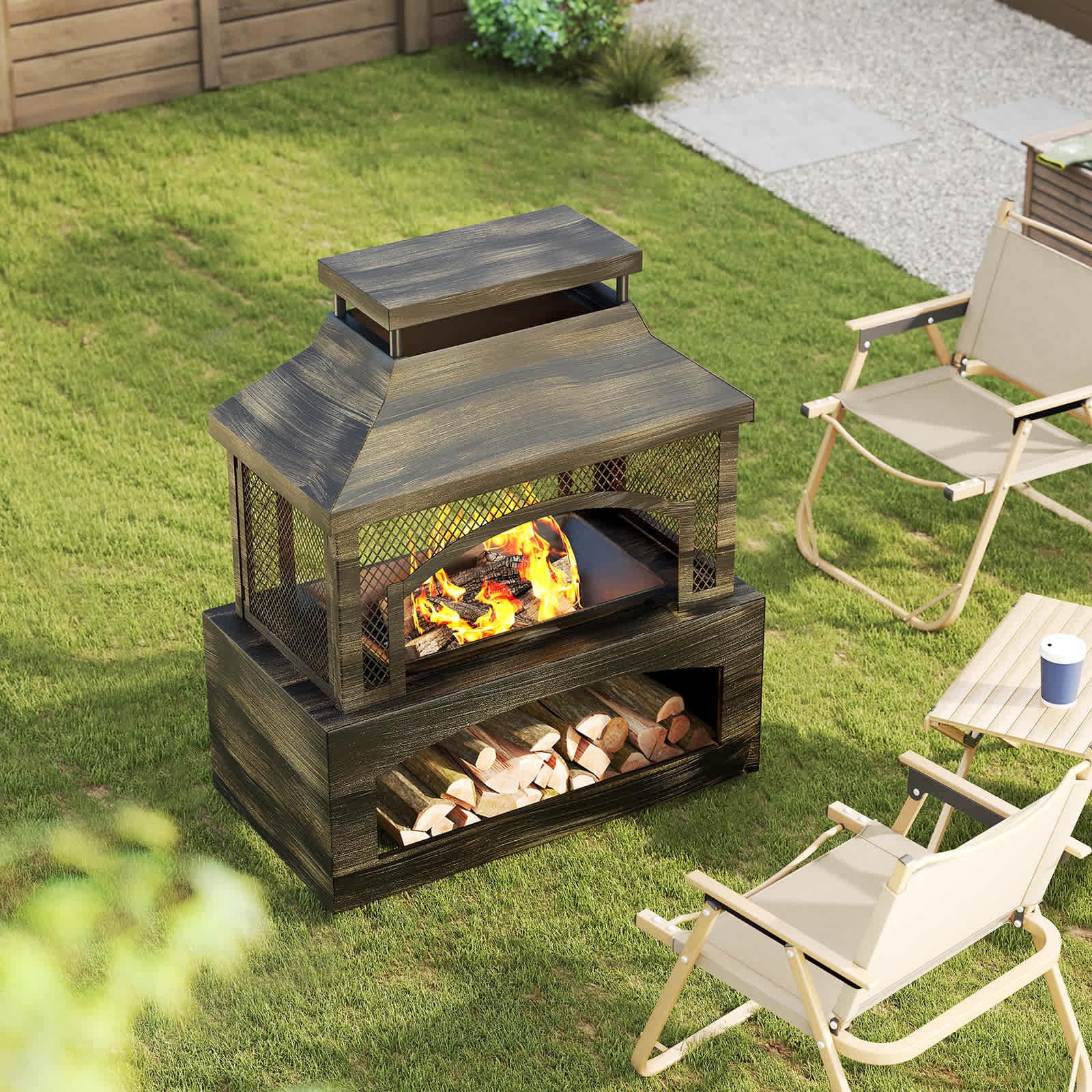 Bestier USLOW-O701382J-BROW Outdoor-Woodburning-Firepits - View #9