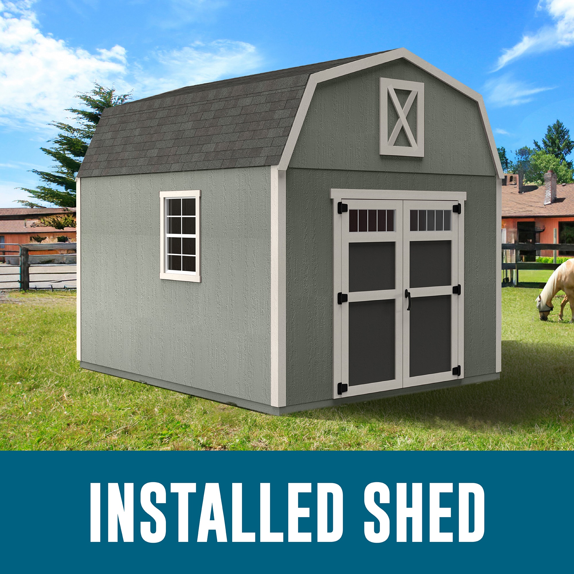 Heartland Silverton 10-ft x 11-ft Gambrel Style Wood Outdoor Storage Shed with 2 Windows 1 Doors (Installation Included) #63452-9