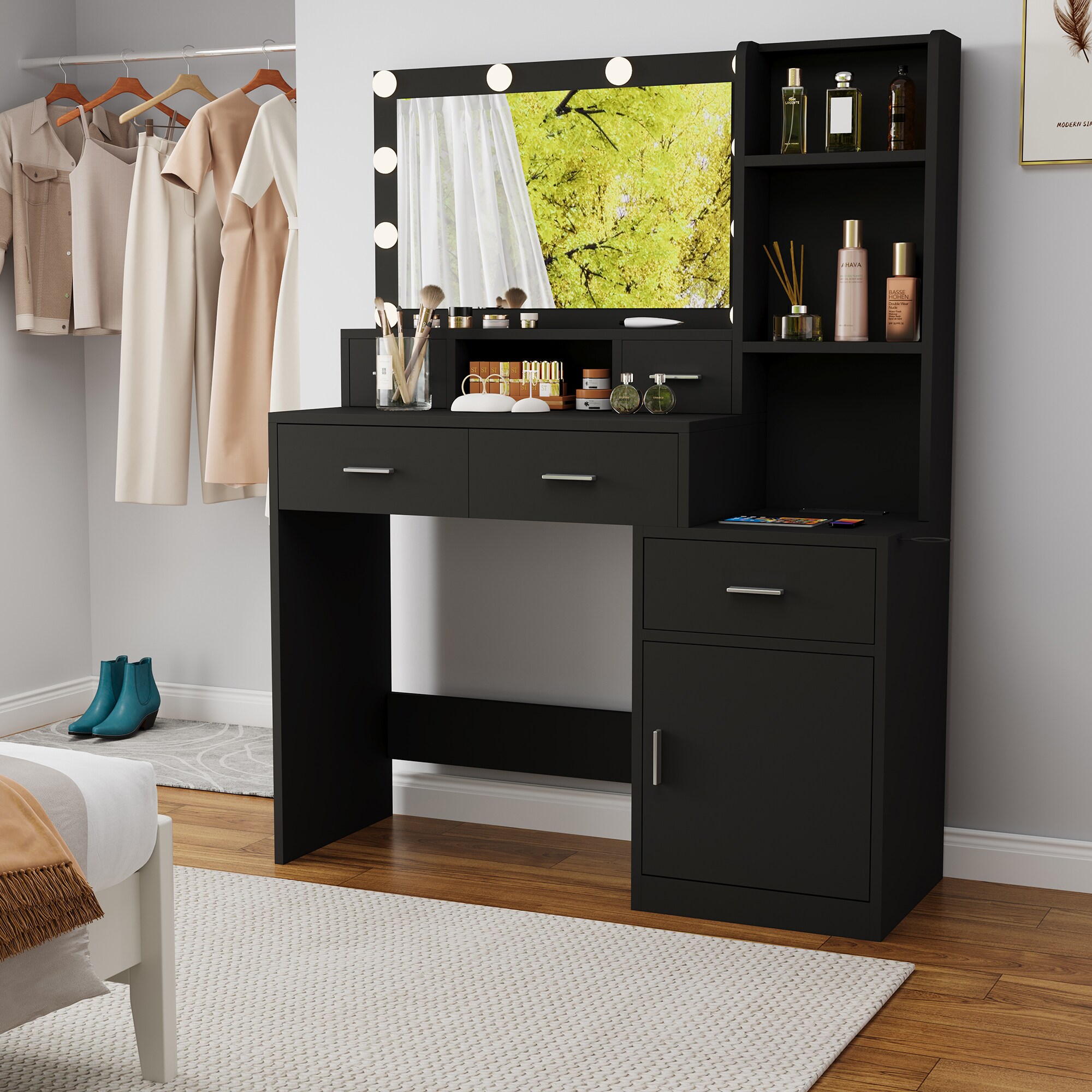 SINOFURN SYC080021BK Bedroom-Vanities - View #2