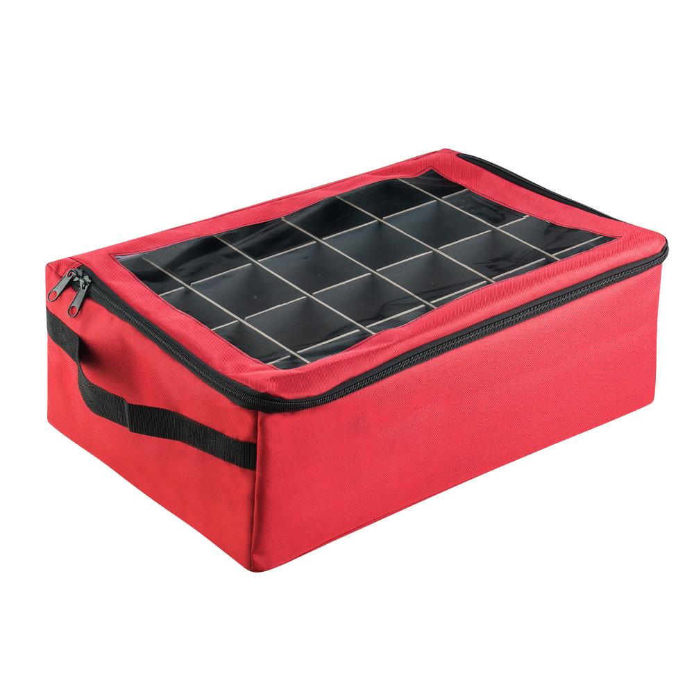 Simplify 11.81-in x 11.81-in 64-Compartment Red Plastic Ornament Storage Box