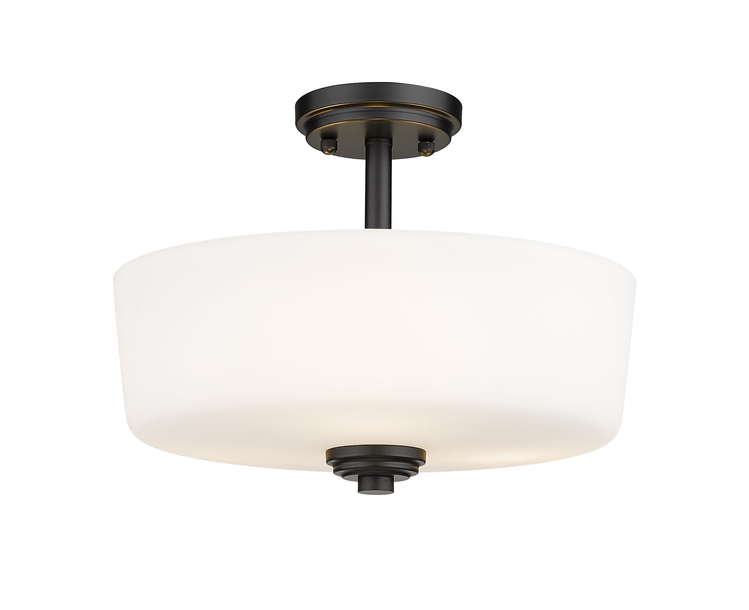 Matte Black and Bronze LED Semi-Flush Mount Ceiling Light