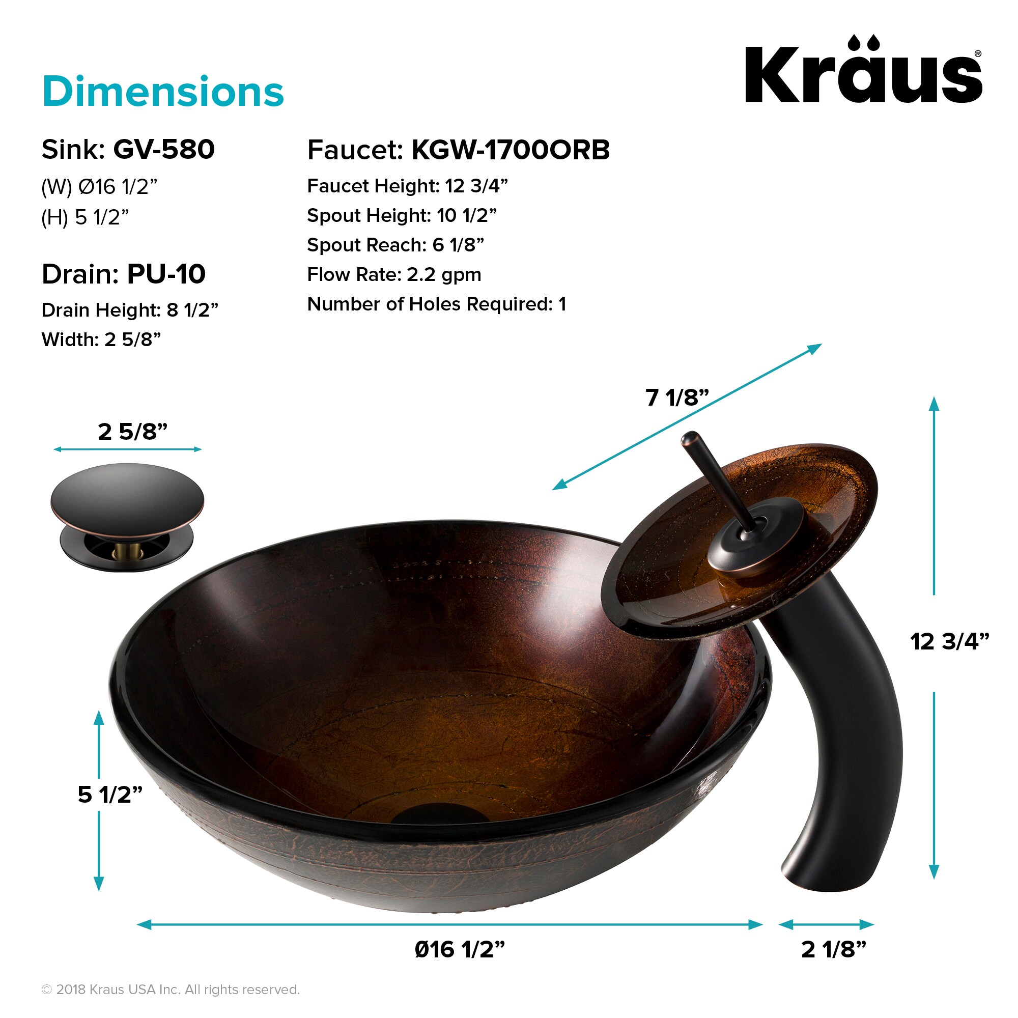 Kraus C-GV-580-12MM-10ORB Bath-Sink - View #6