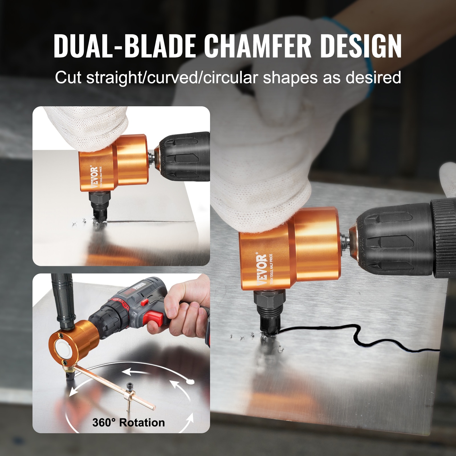 Double Head Metal Sheet Cutting Saw Knife Cutter Nibbler Metal Cutter Power  Adjustable Drill Attachment