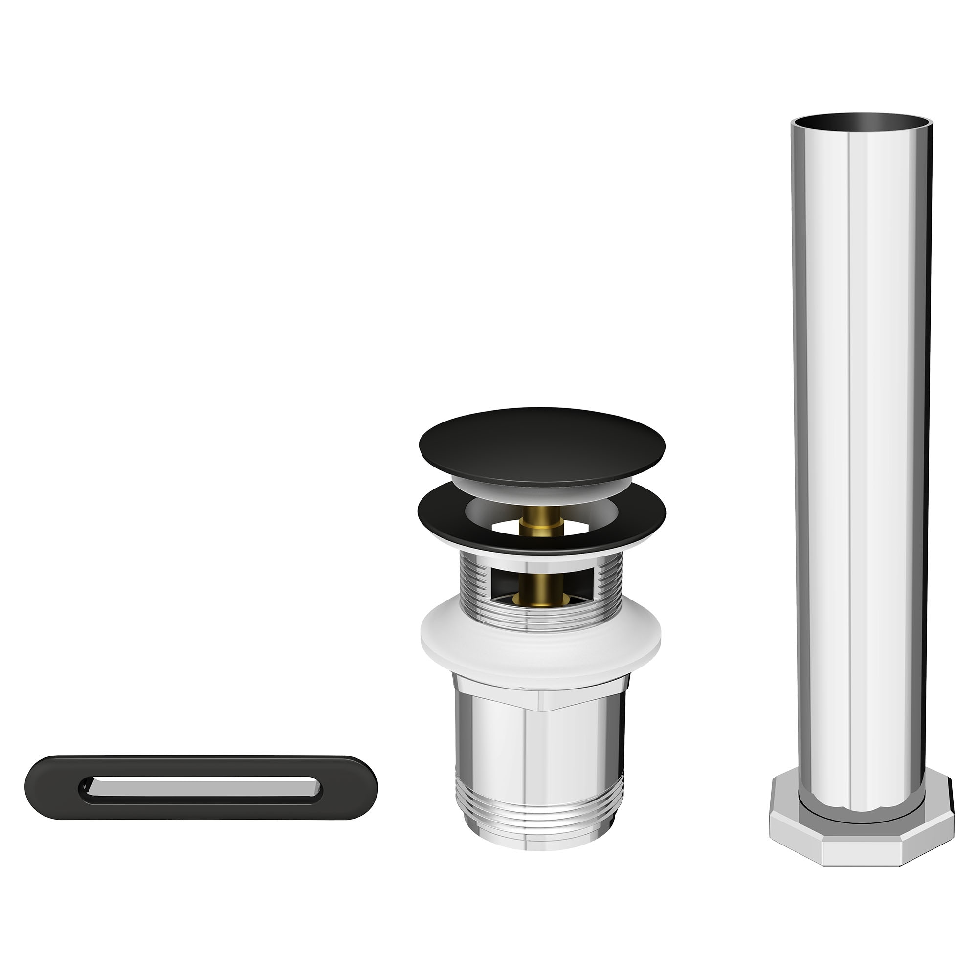 American Standard 1582200.243 Solid color Matte Black Drain/overflow kit Drain with Brass