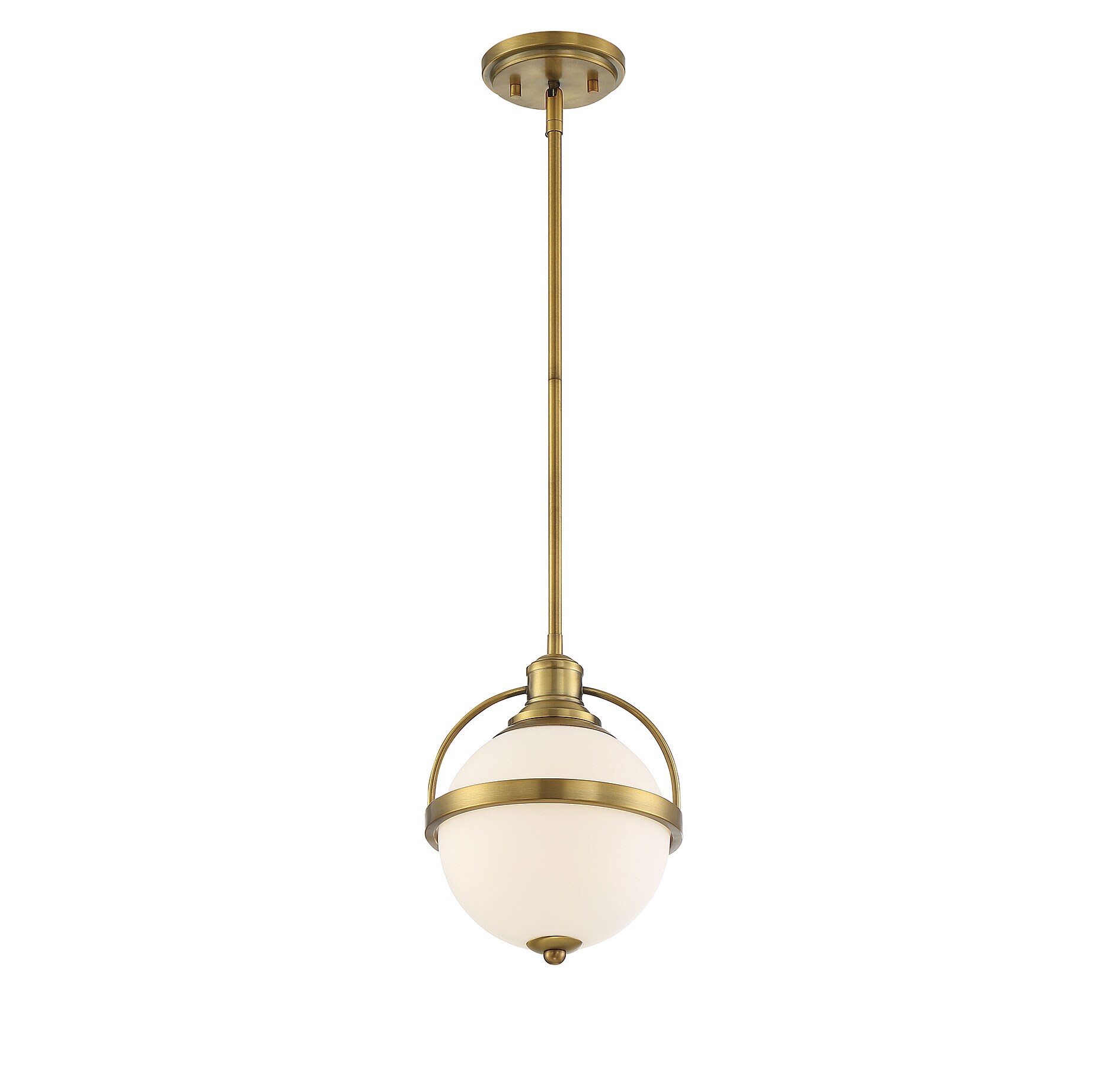 Westbourne Warm Brass Mini Pendant with White Opal Glass