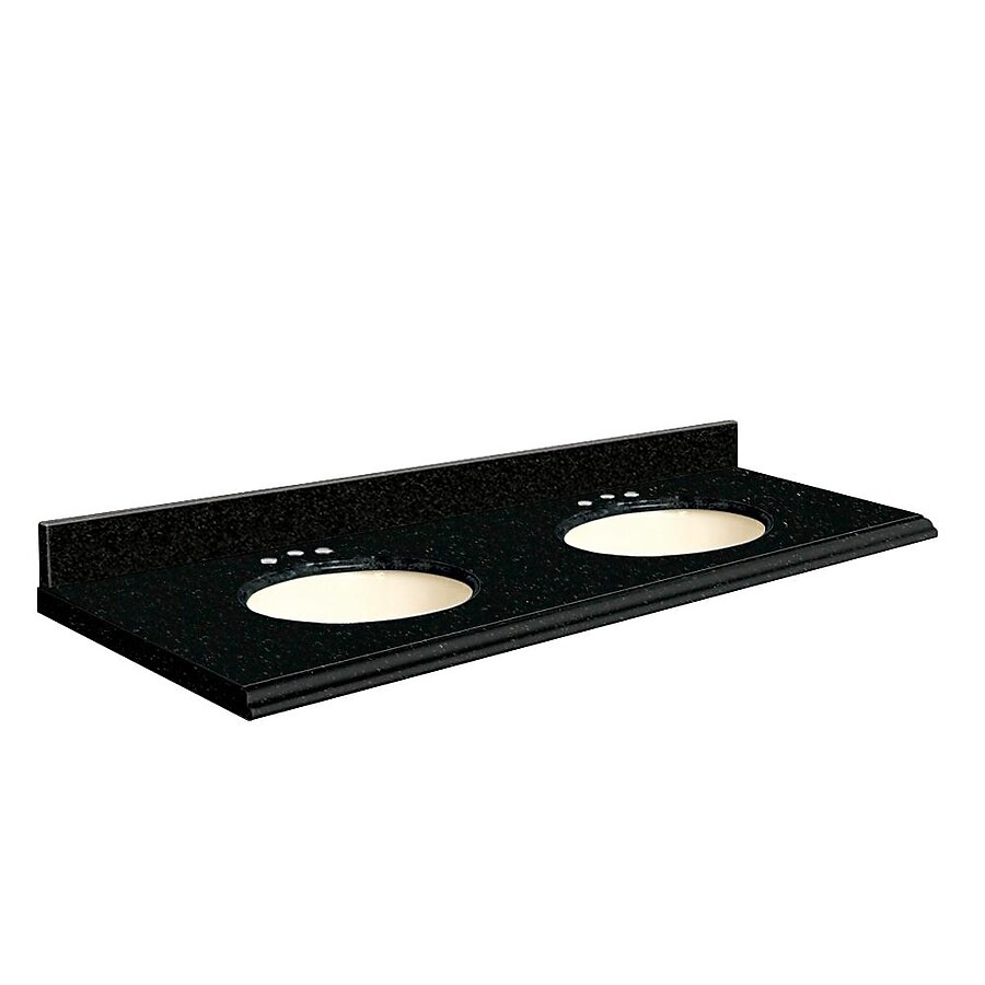 Transolid 61-in Absolute Black Granite Double Sink Bathroom Vanity Top Transolid 61-in Absolute Black Granite Double Sink Bathroom Vanity Top