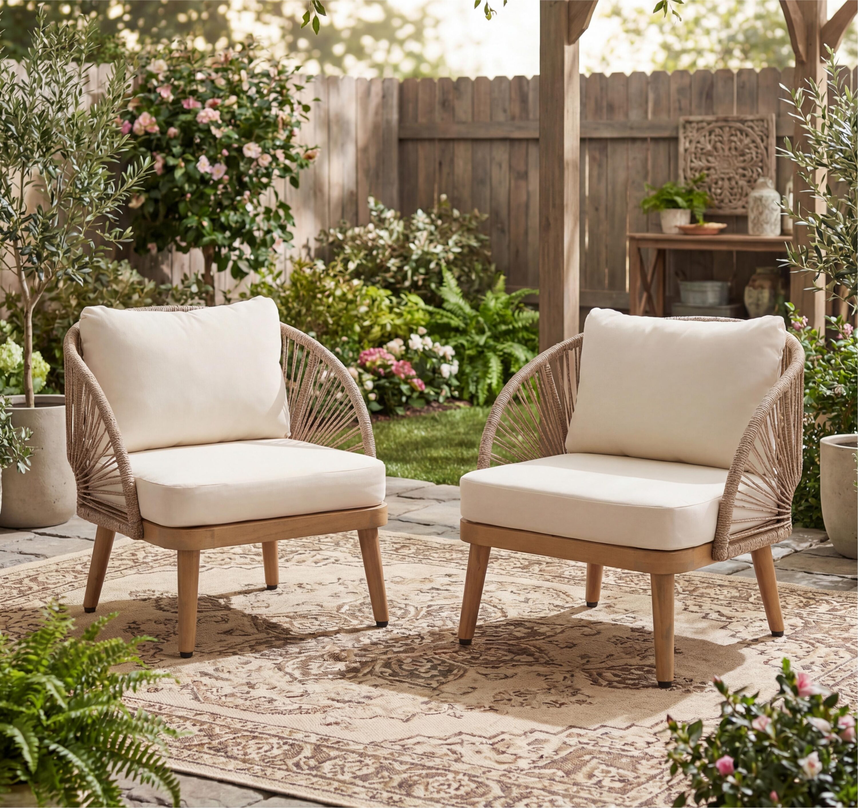 Christopher Knight Home Patio Acacia Wood Outdoor Club Chairs Set