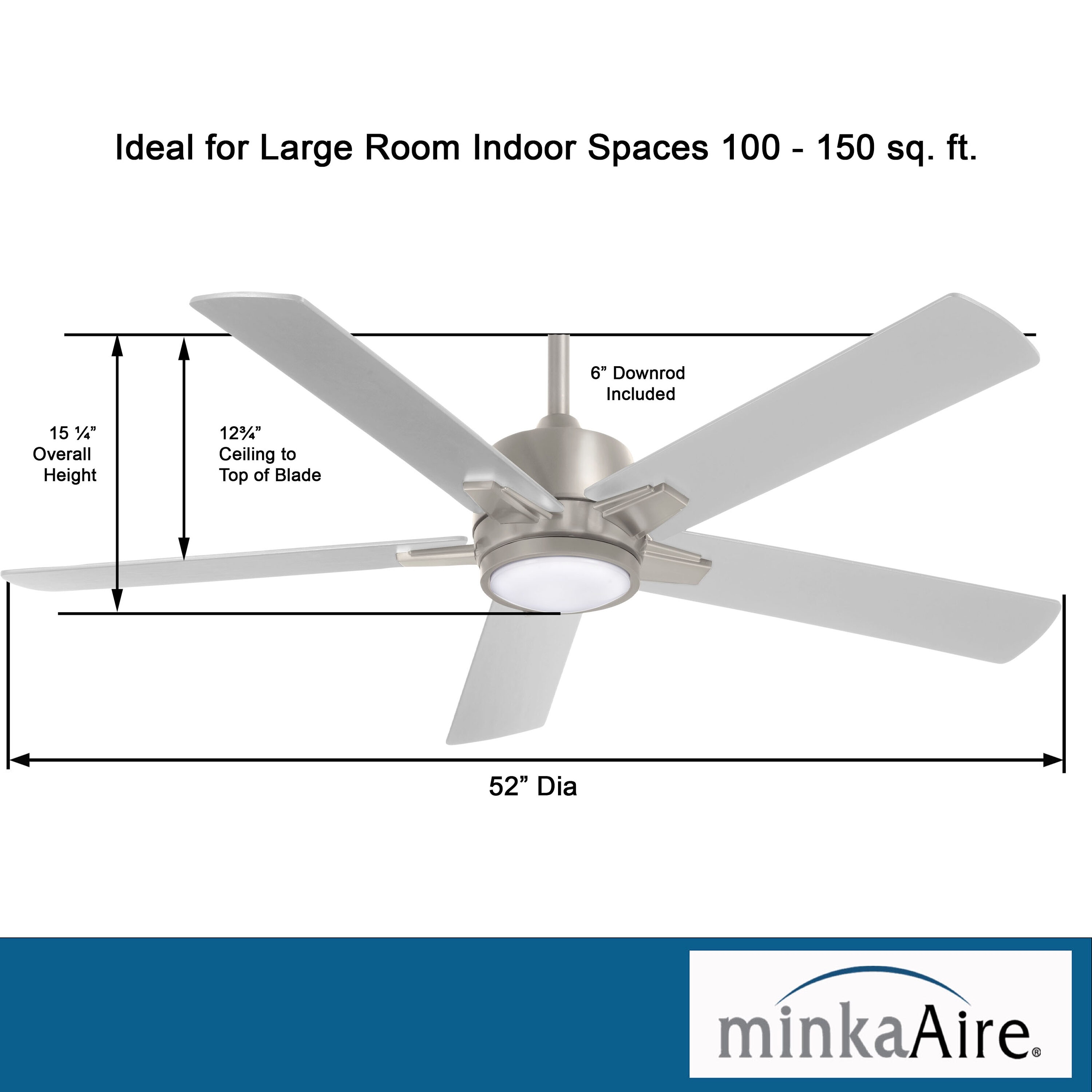 Minka Aire Stout 54-in Brushed Nickel with Silver Blades Integrated LED ...