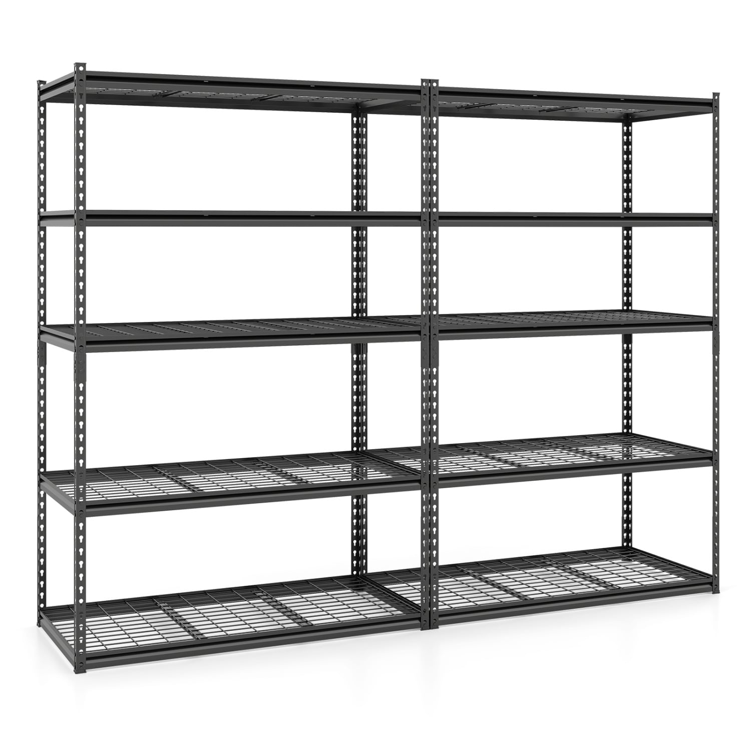 Volenca Set of 2 5-Tier Metal Wire Shelving Units with Adjustable Racks 2000-lb Capacity