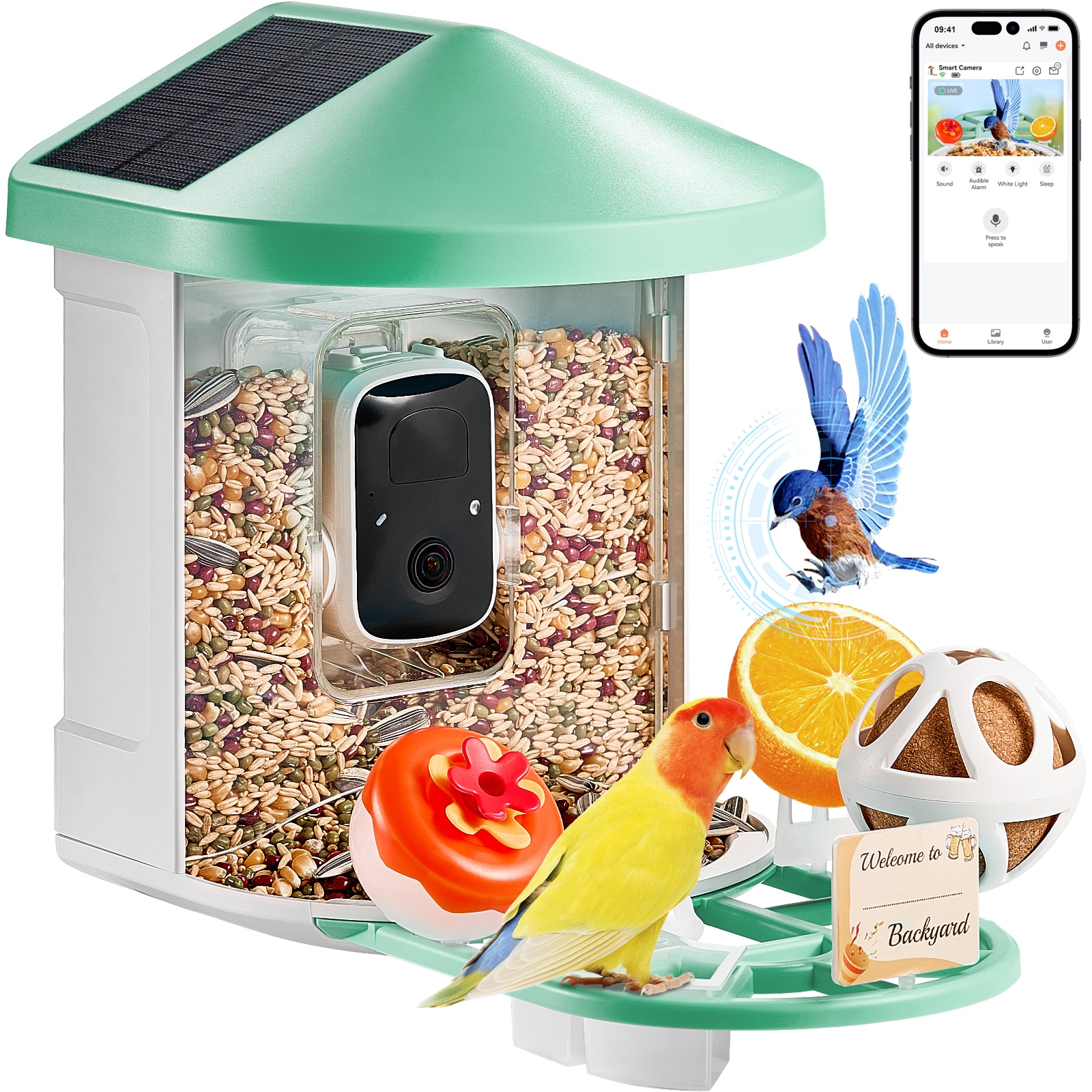 VEVOR Smart Bird Feeder with Camera 2K HD AI Identify 10000+ Bird Species Solar-Powered Bird Watching Camera with Auto Capture and Instant Notify Wireless Outdoor Gift for Bird Lover (3 Solar Panels)