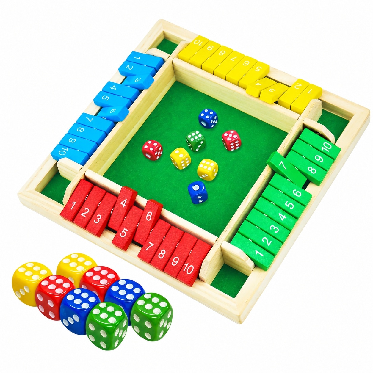 Etokfoks  Wooden Shut the Box Game for 2 to 4 Players Classic Math Board Game for Family Play
