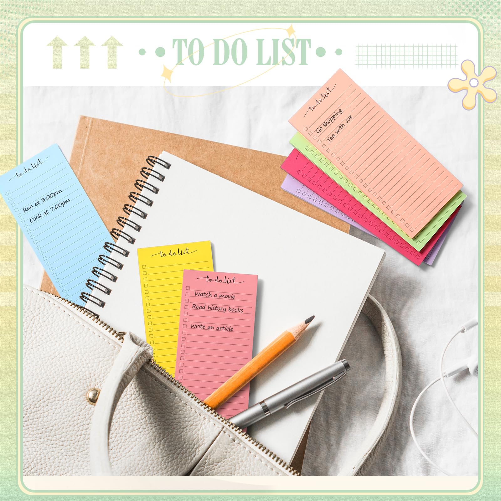 LAIFUCAM To Do List Notepads 10 Pack 3.7 x 8.5 inch 50 Sheets Each ...