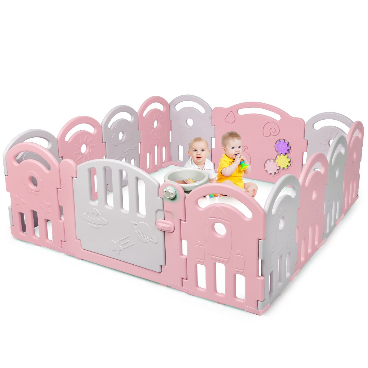 Costway wooden hot sale playpen