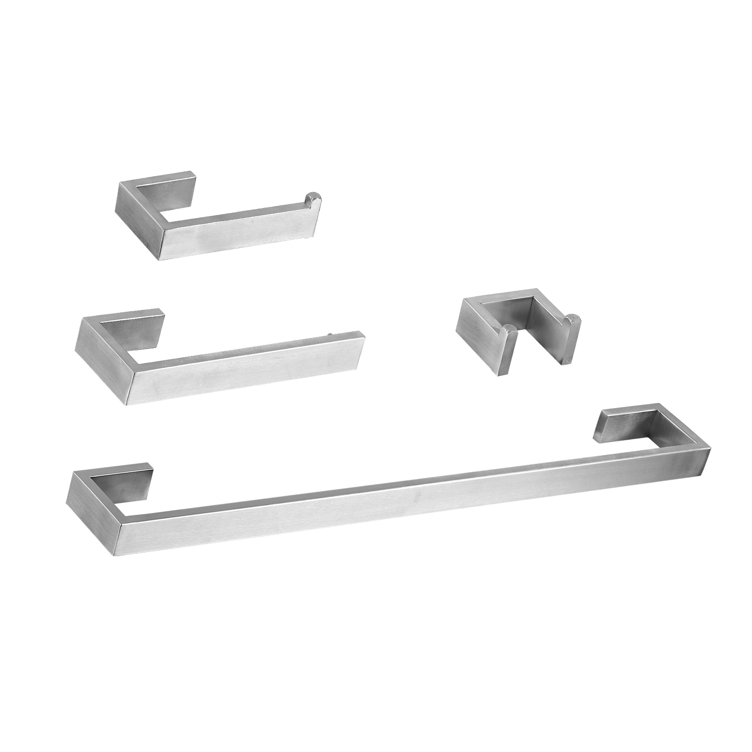 BWE A-91001-N 4 -Piece Urban Stream Brushed Nickel Decorative Bathroom Hardware Set Towel Bar, Toilet Paper Holder, ,Robe Hook Included