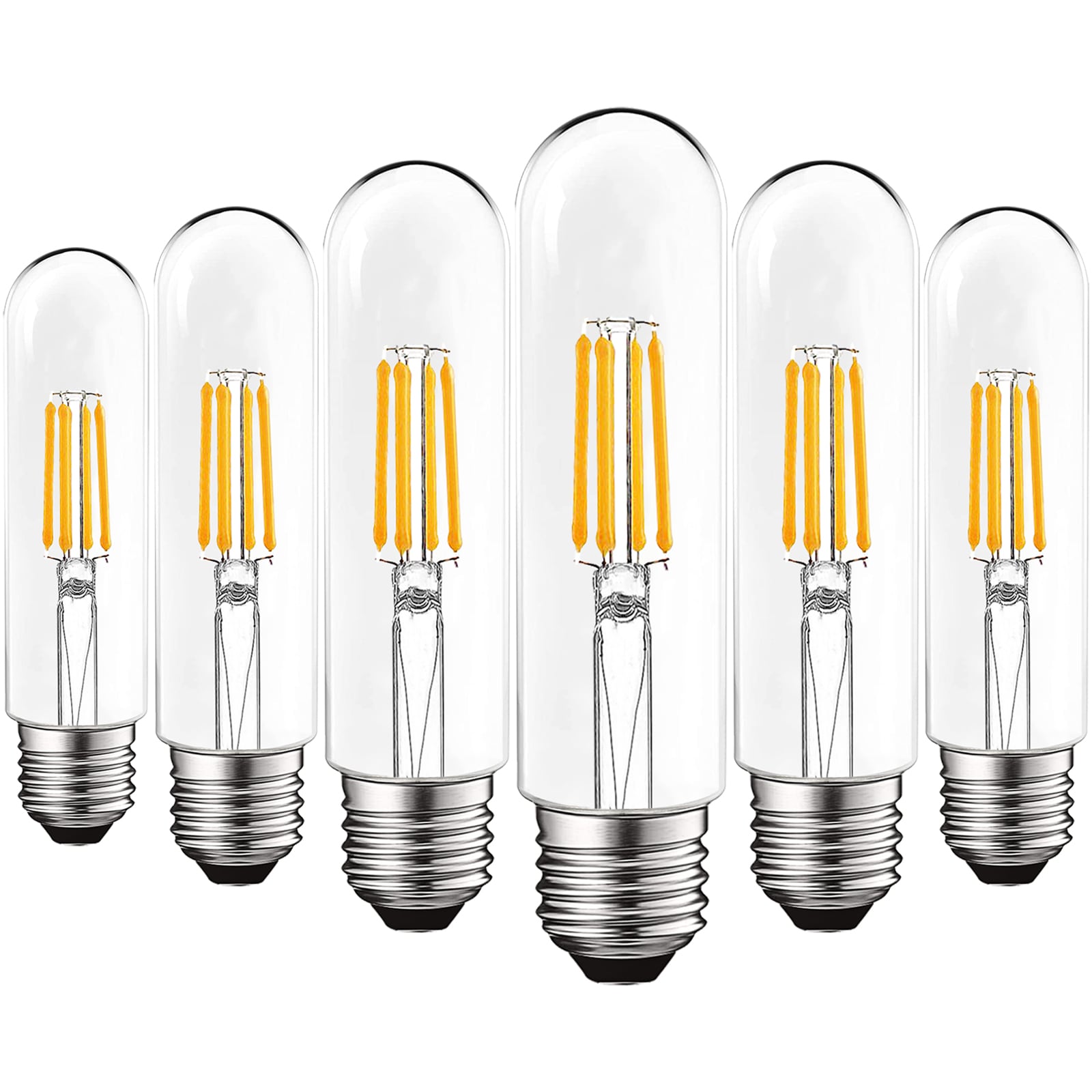 Luxrite 6 Pack T10 LED Bulb 5w=60w 3000K Soft White Edison Bulb 500 Lumens Tubular Light Bulb Damp Rated UL Listed E26