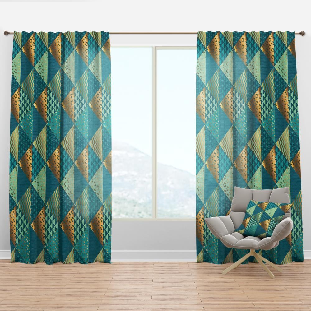 Designart CTN24267-52-90 90-in Blue Abstract Room darkening Thermal lined Rod pocket Single curtain panel
