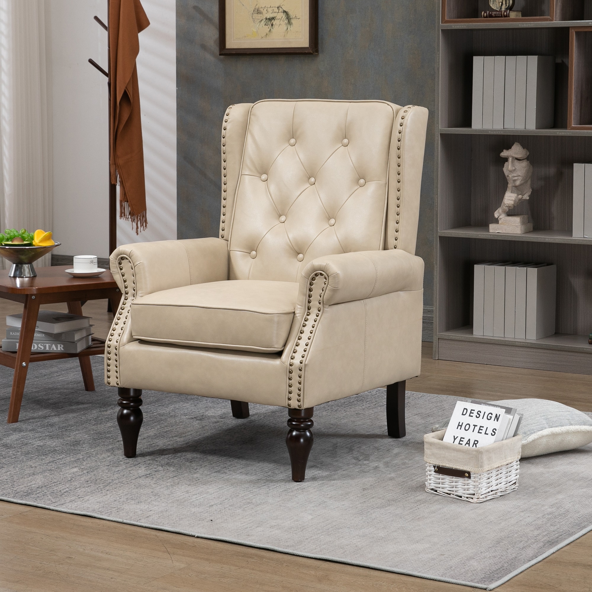 LOVMOR Wood Frame Armchair Modern Accent Chair Lounge Chair with Sturdy ...