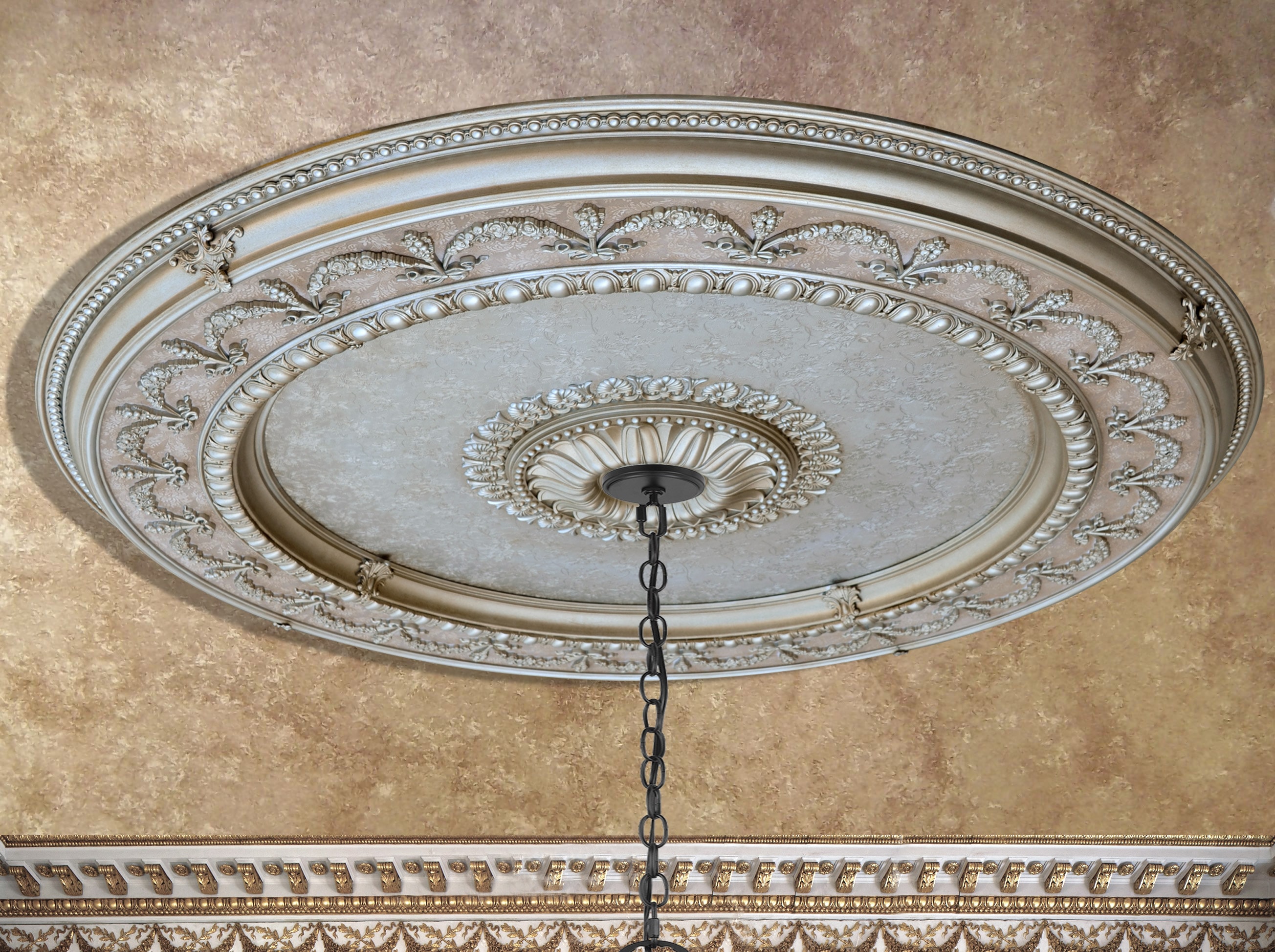 Champagne Silver and Gold 63" Round Ceiling Medallion