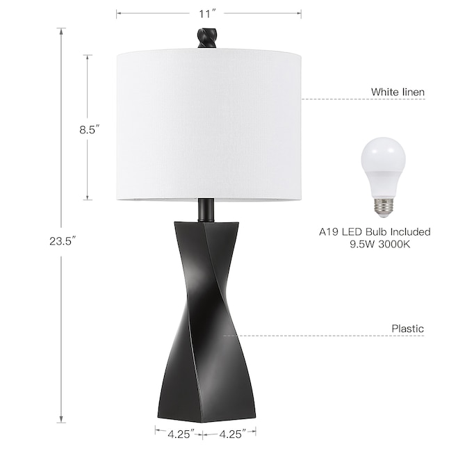Black Led Rotary Socket Table Lamp, How To Measure A Table Lamp Shade