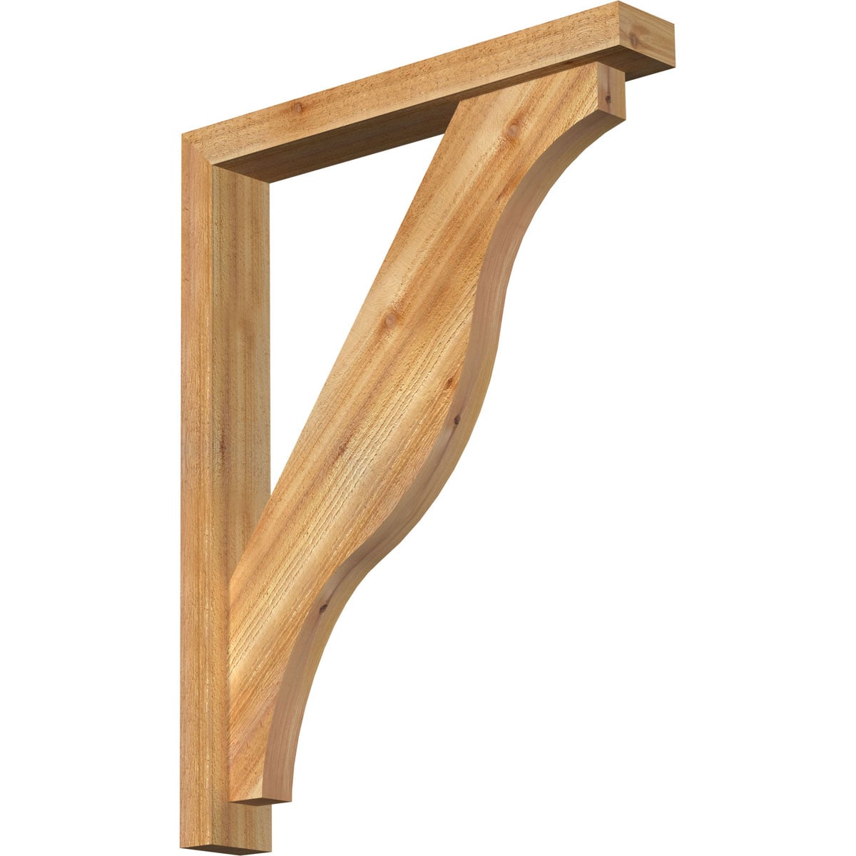 Ekena Millwork 1462228 Funston Block Rough Sawn Bracket with Offset Brace 4-in x 26-in x 34-in Western red cedar Brown Wood Standard bracket